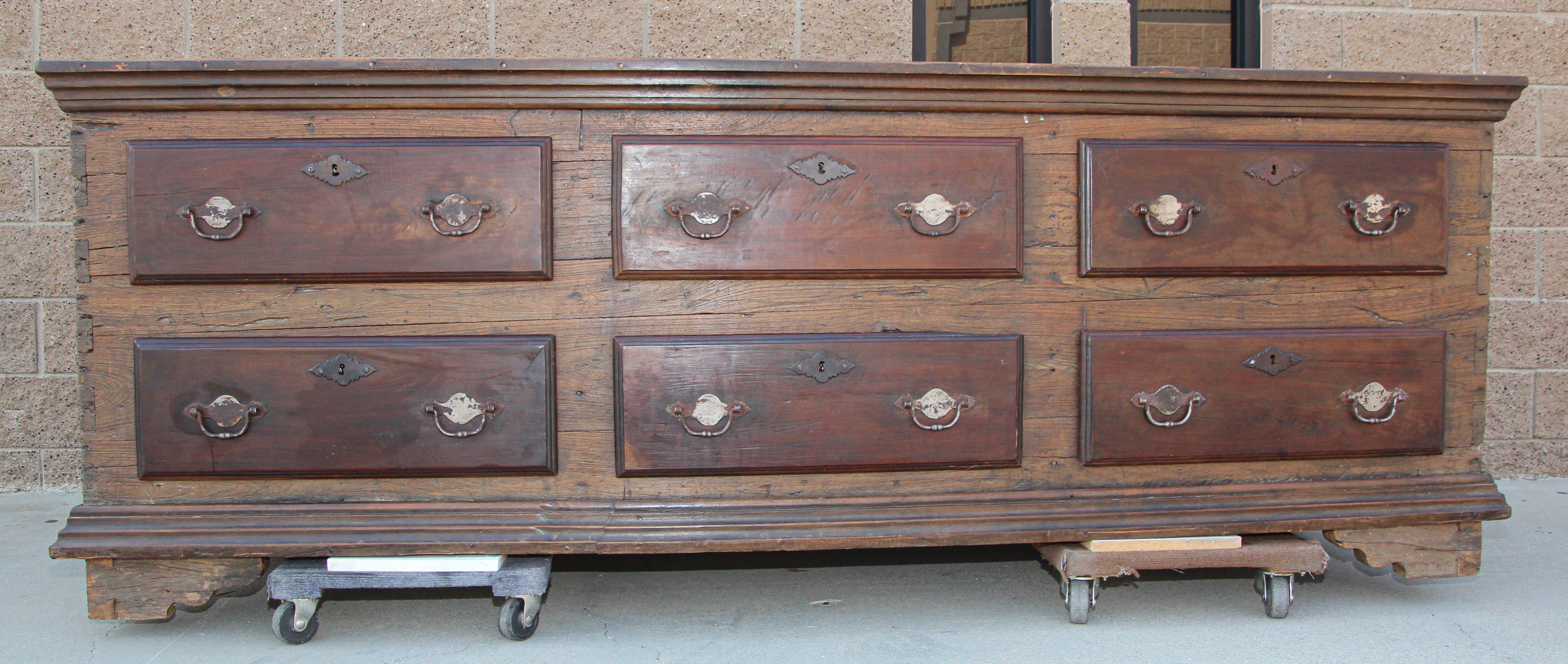 Monumental Antique Solid Rustic Oak Georgian Country Chest, Sideboard 2