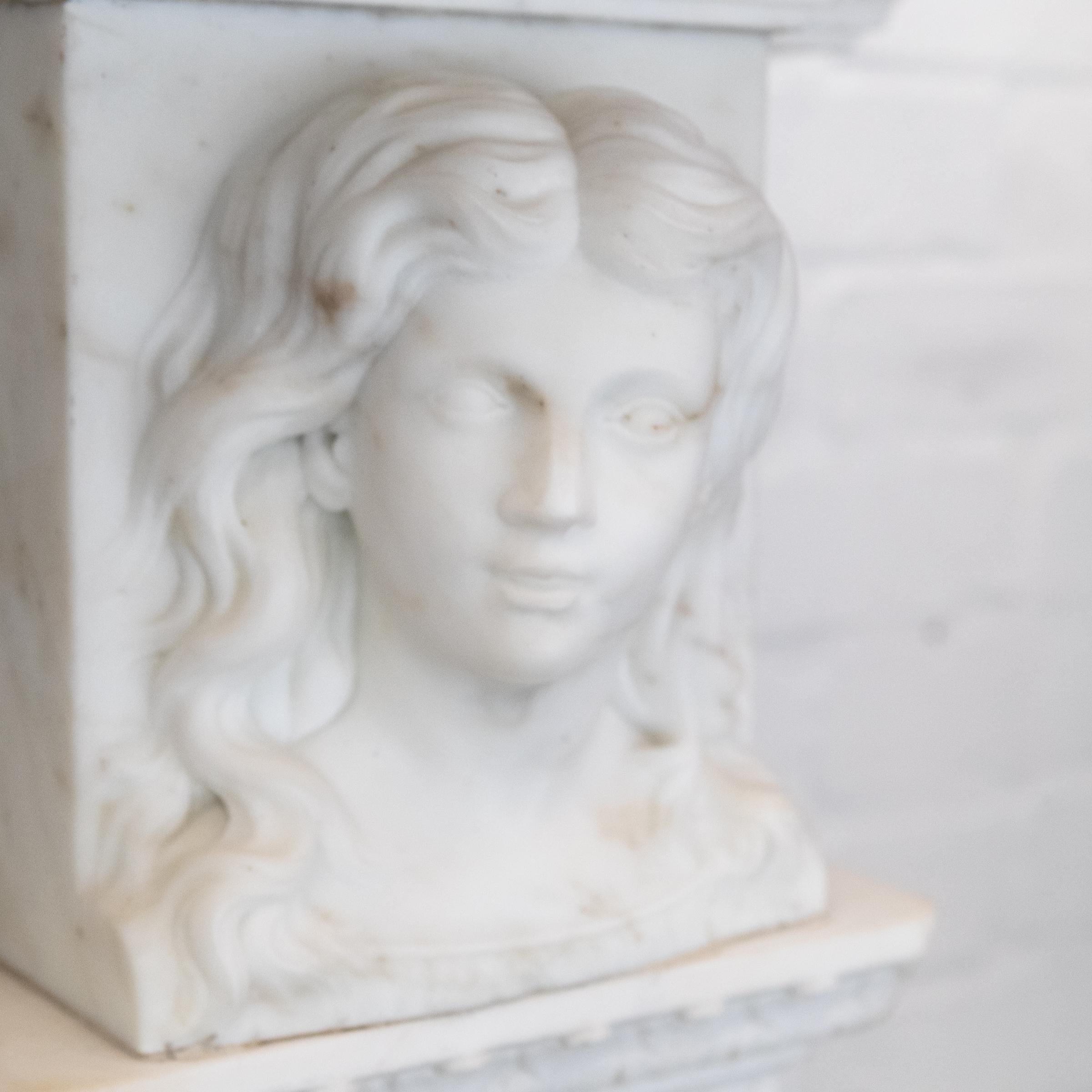 Monumental Antique Statuary Marble Carved Chimneypiece For Sale 7