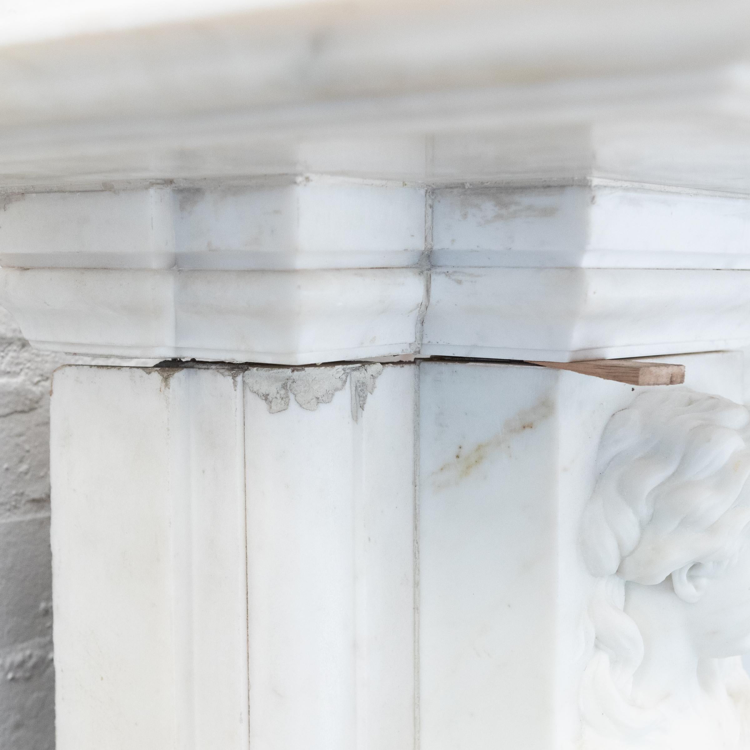 Monumental Antique Statuary Marble Carved Chimneypiece For Sale 13