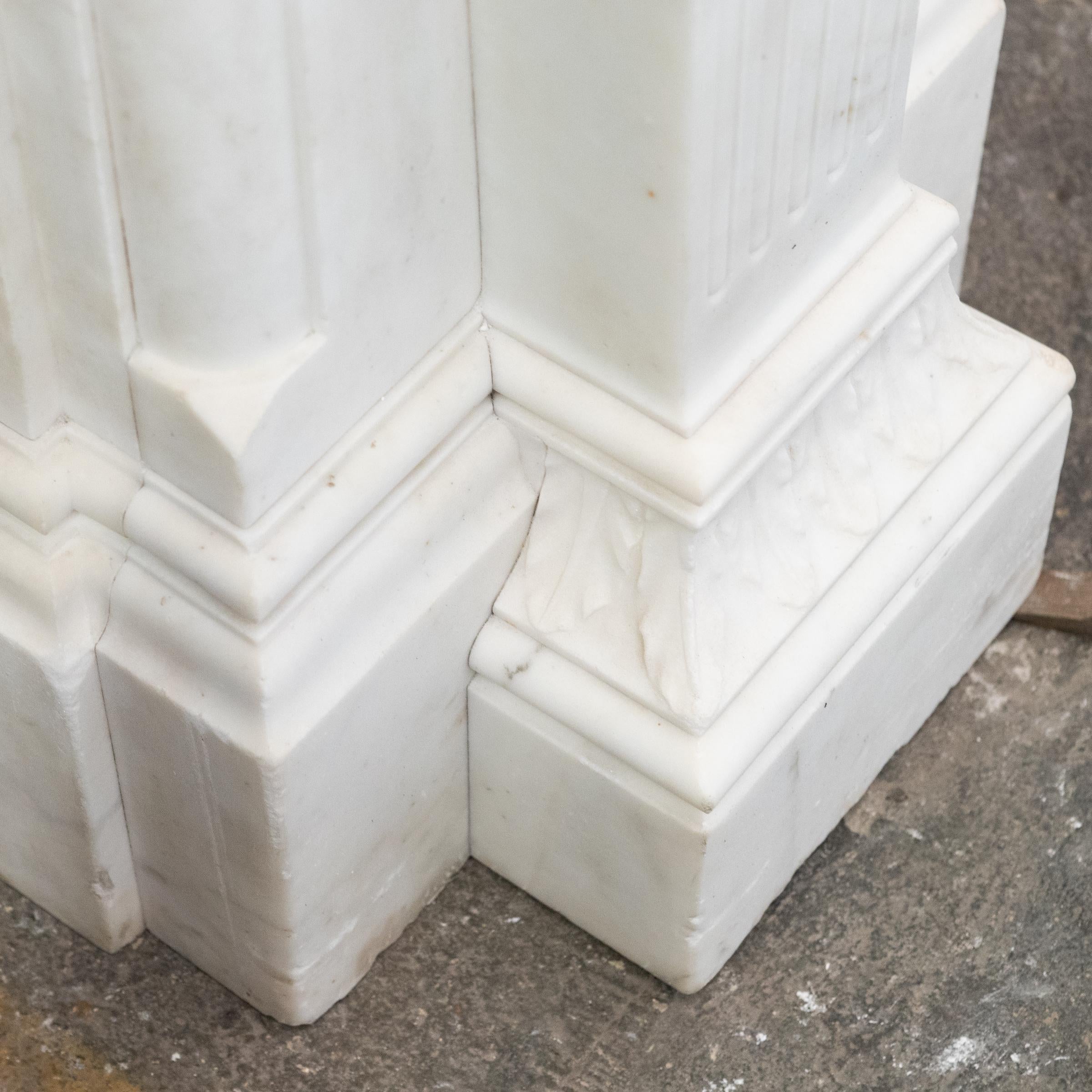 Monumental Antique Statuary Marble Carved Chimneypiece For Sale 14