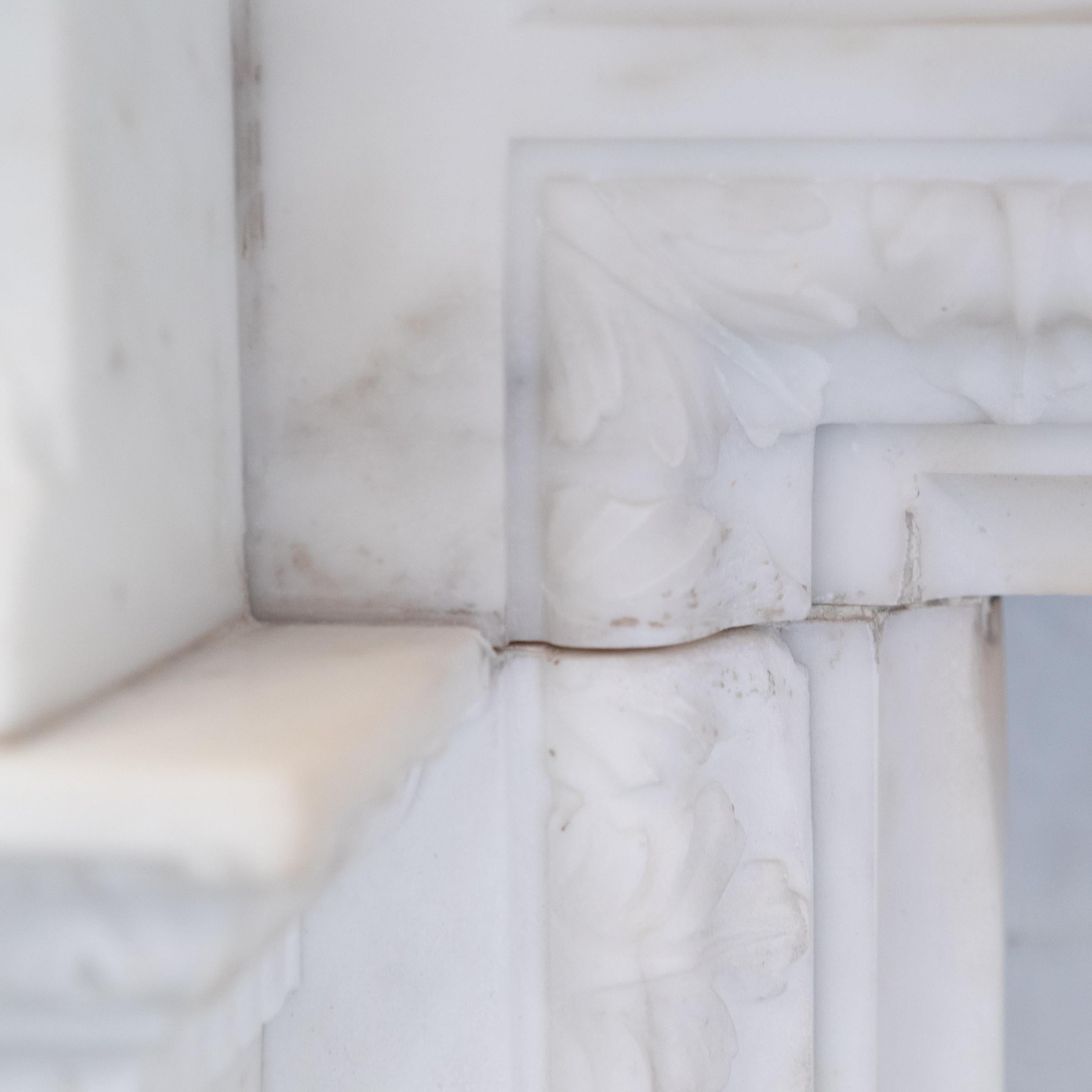 Monumental Antique Statuary Marble Carved Chimneypiece For Sale 2