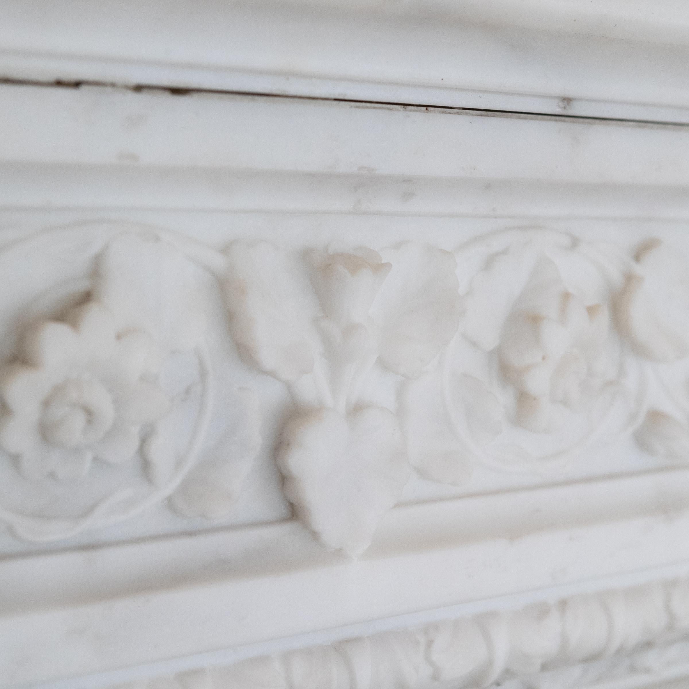 Monumental Antique Statuary Marble Carved Chimneypiece For Sale 3