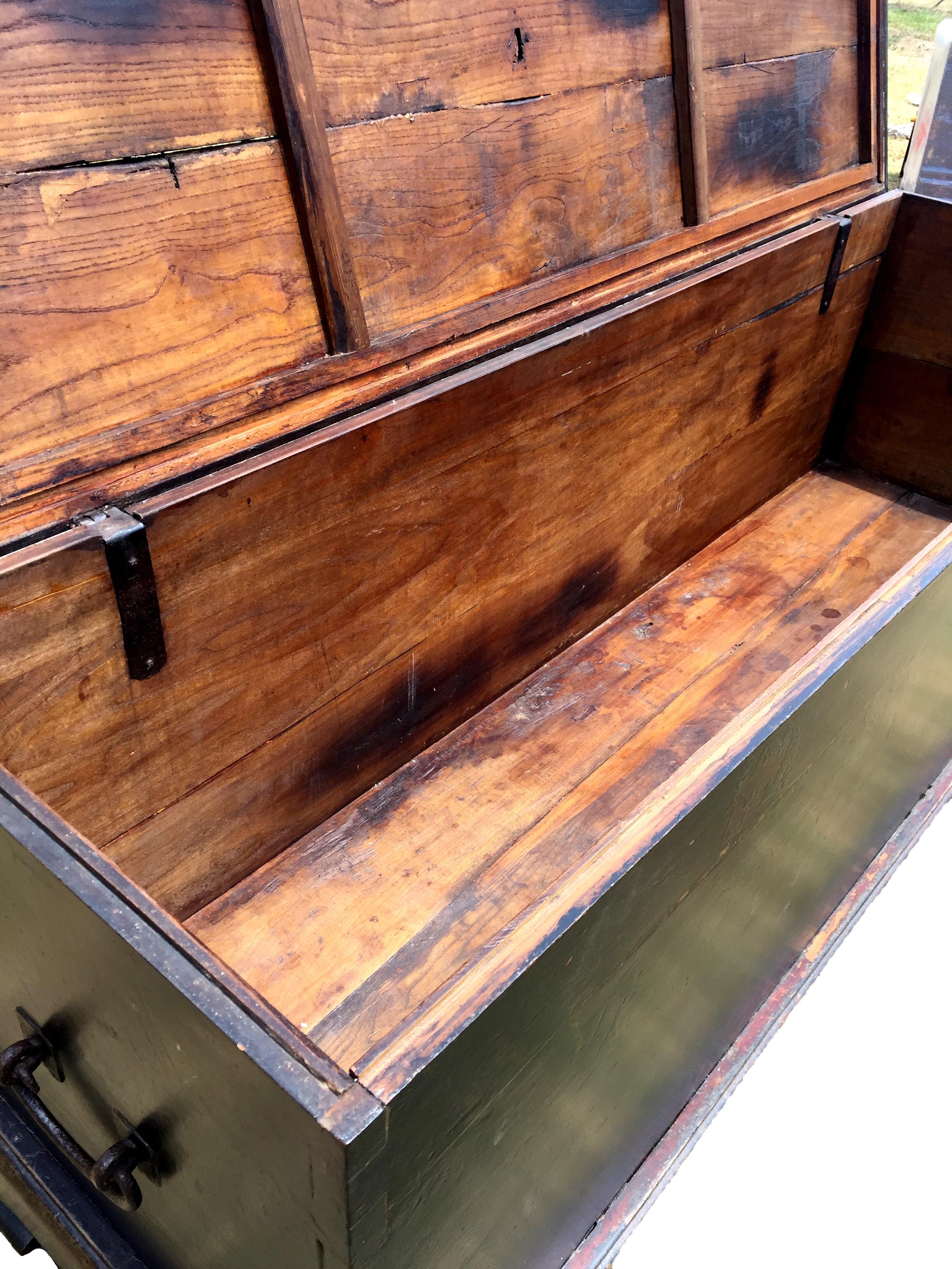 Iron Monumental Antique Trunk Giant Blanket Chest For Sale
