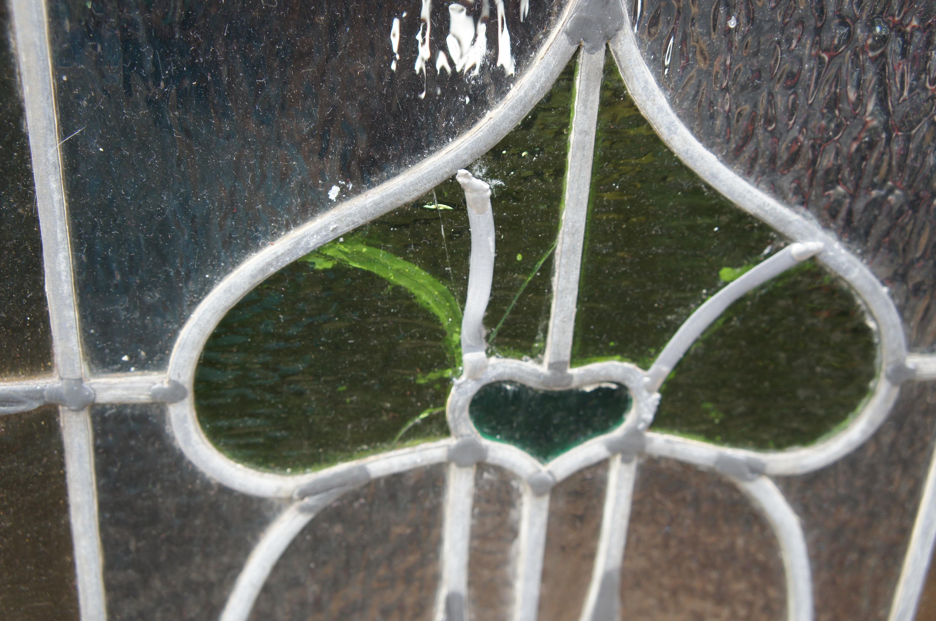 Monumental Antique Victorian Art Nouveau Leaded Stained Glass Window French Door en venta 8