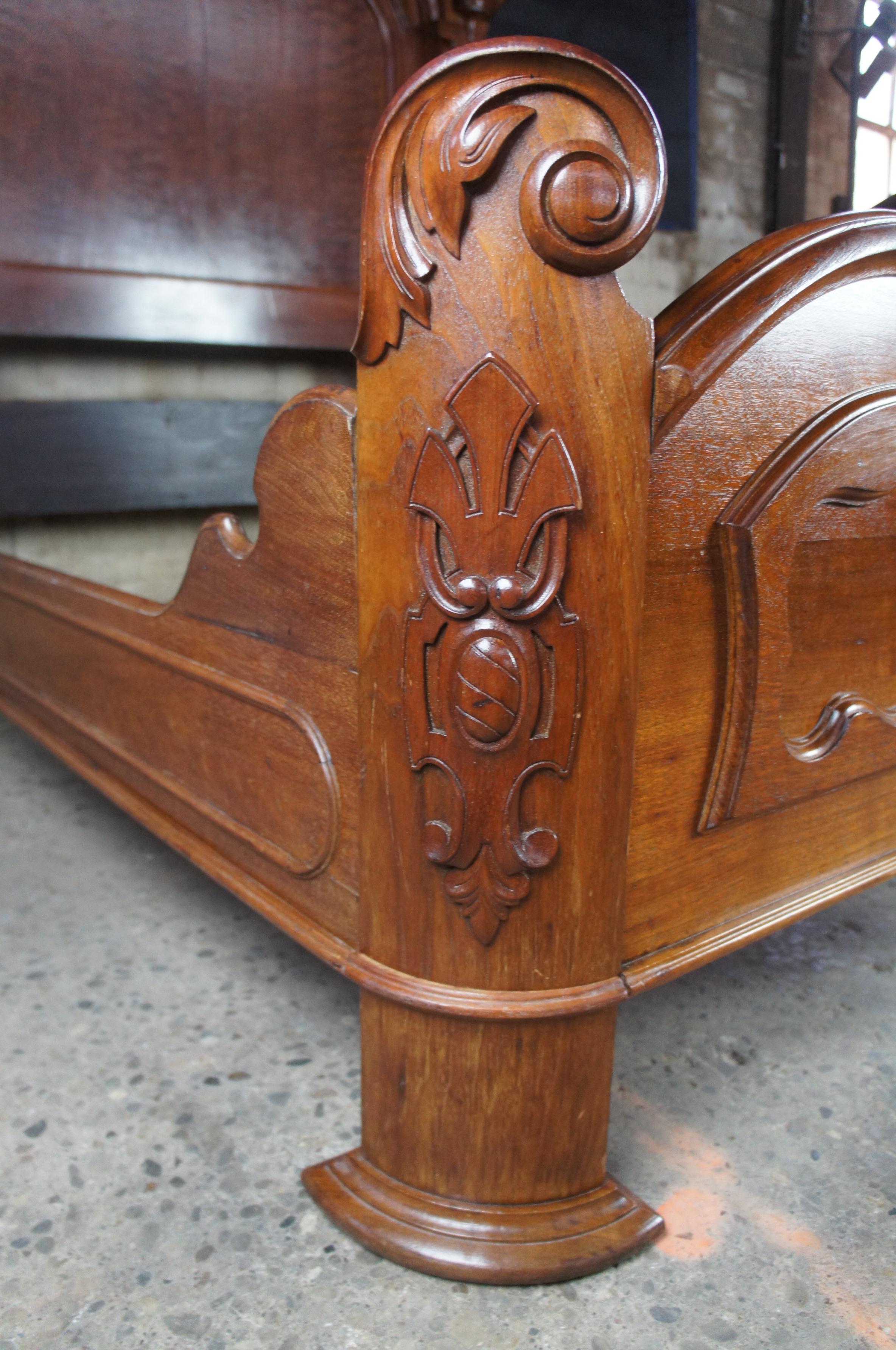 Monumental Antique Victorian Eastlake Walnut Bedroom Set Dresser Washstand Bed 6