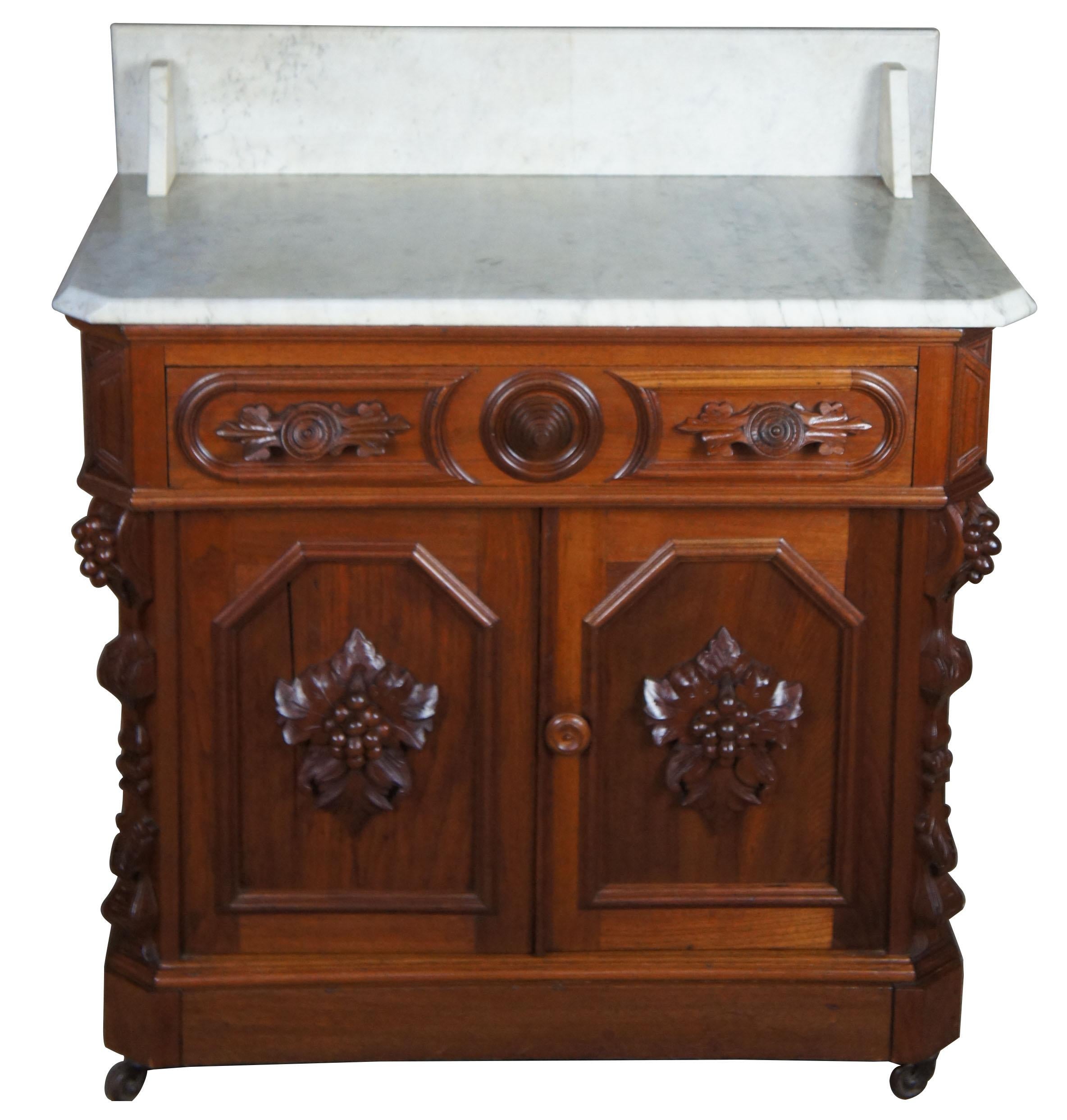 Monumental Antique Victorian Eastlake Walnut Bedroom Set Dresser Washstand Bed 8