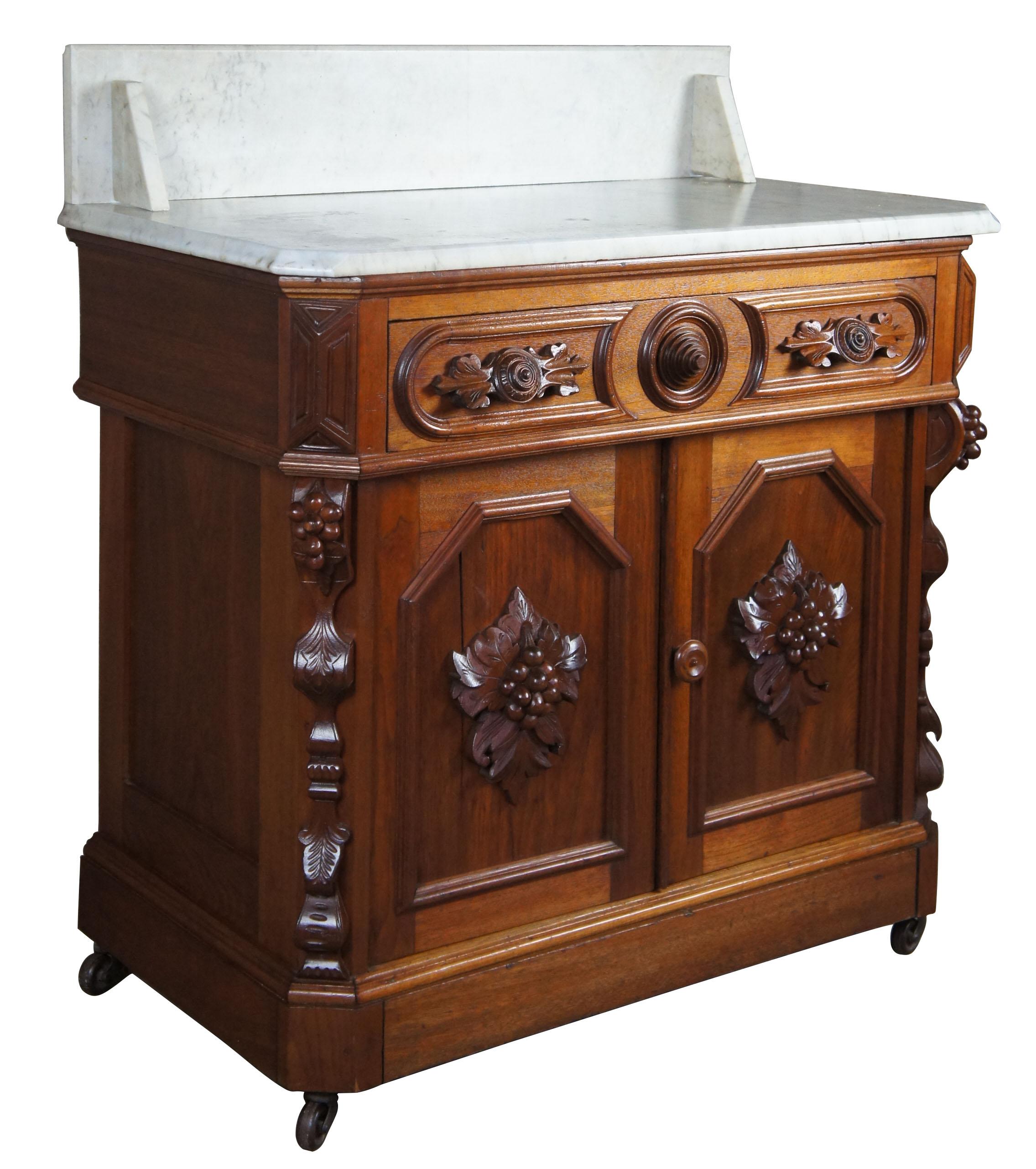 American Monumental Antique Victorian Eastlake Walnut Bedroom Set Dresser Washstand Bed