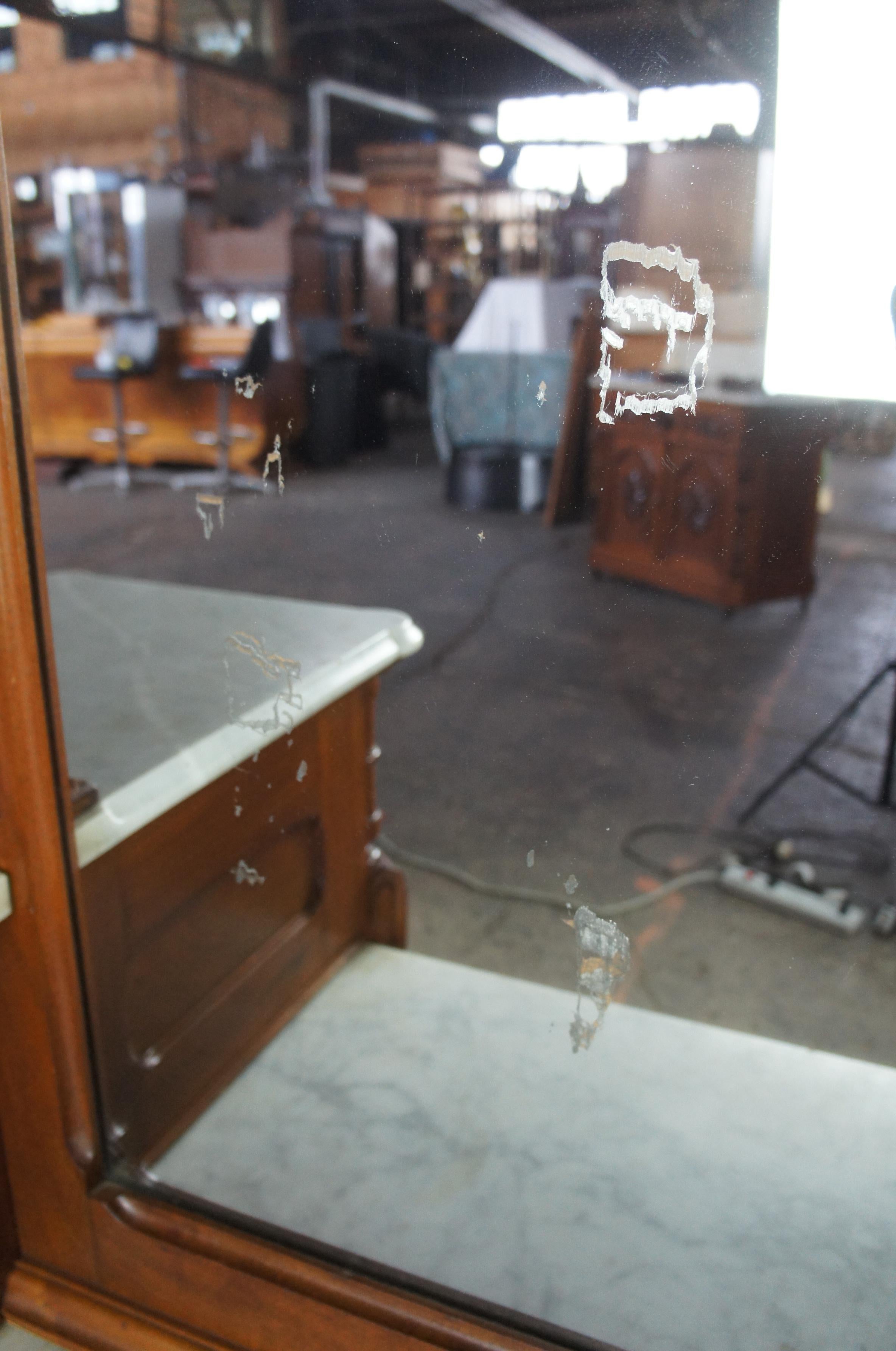 Monumental Antique Victorian Eastlake Walnut Dresser & Mirror Marble Top 3