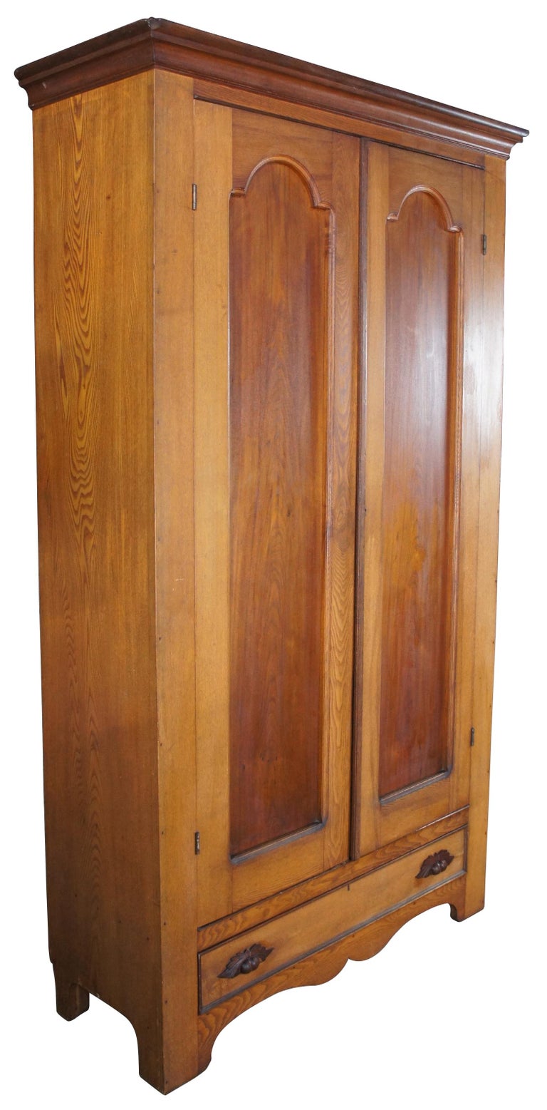 Monumental Antique Victorian Oak Wardrobe Armoire Hall Tree Closet at 1stDibs