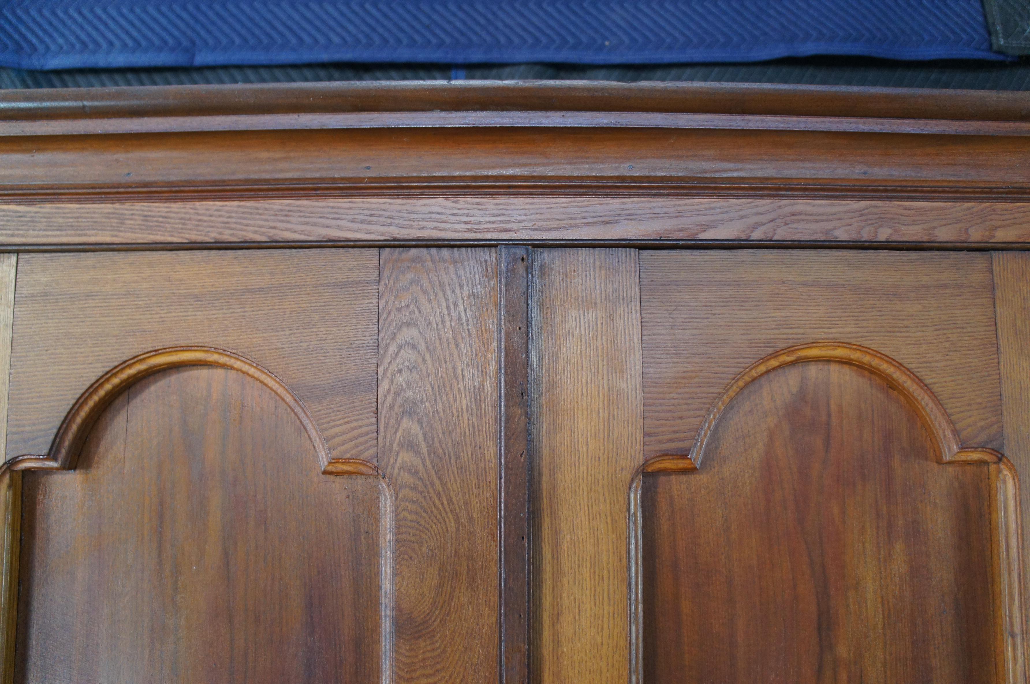 Monumental Antique Victorian Oak Wardrobe Armoire Hall Tree Cabinet Closet 3