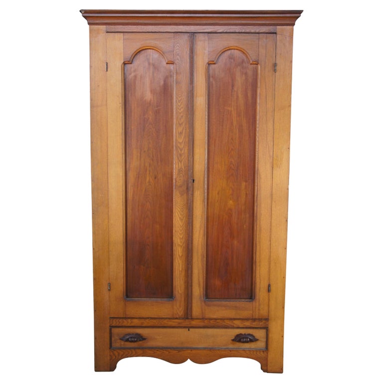 Monumental Antique Victorian Oak Wardrobe Armoire Hall Tree Closet at 1stDibs