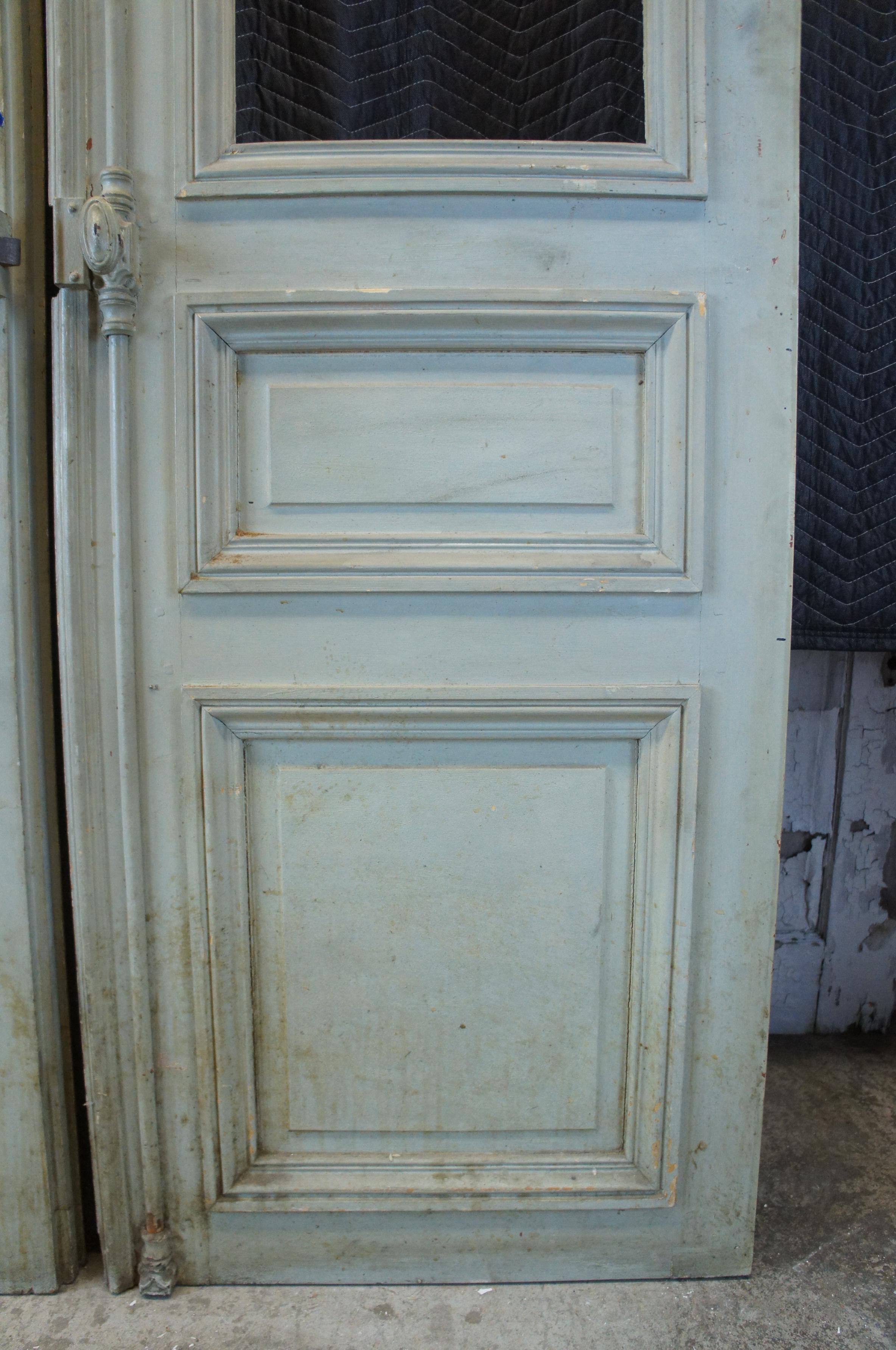 Monumental Antique Victorian Tall Paneled French Double Doors Architectural In Fair Condition In Dayton, OH