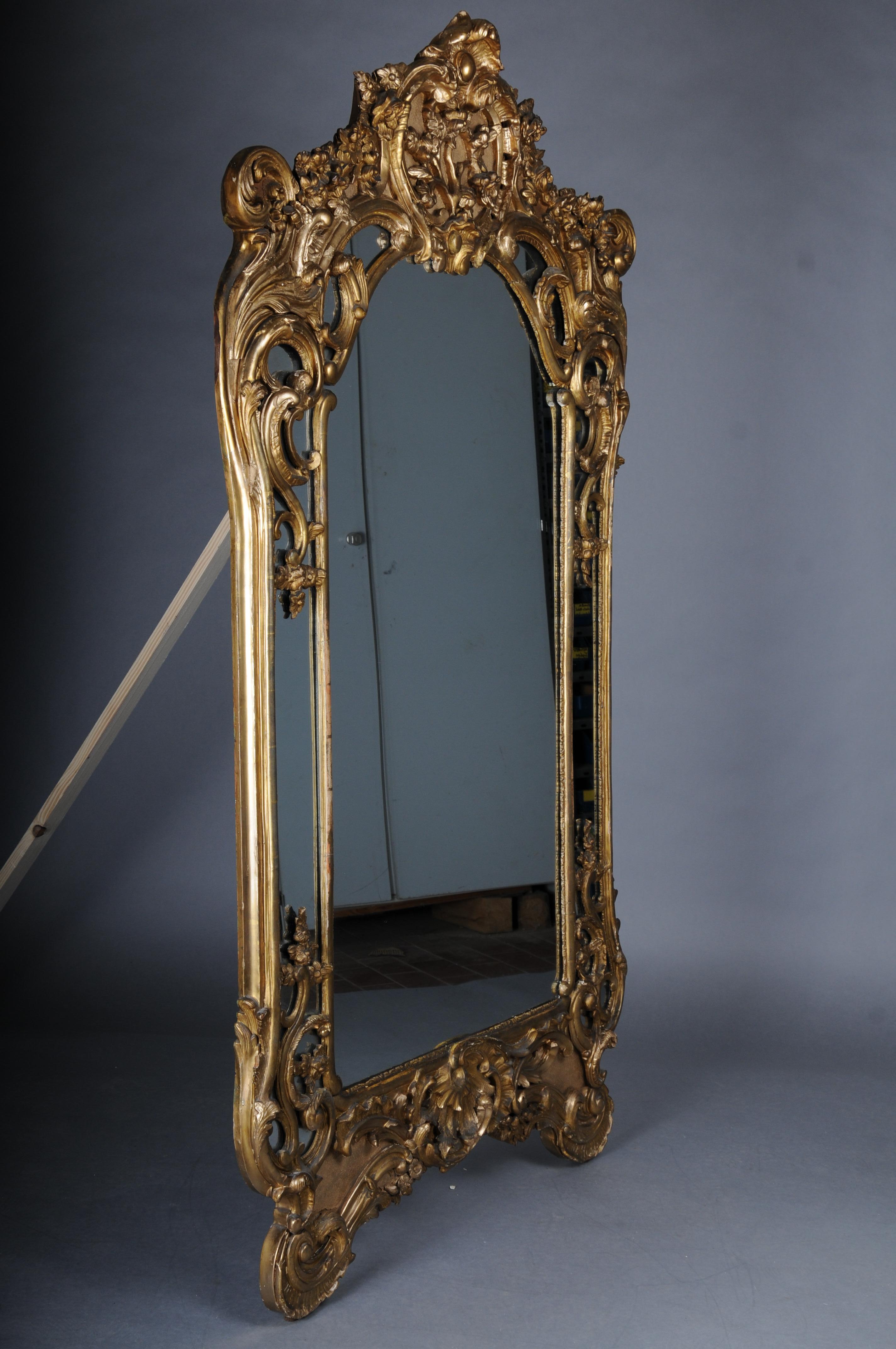 Monumental antique wall mirror, Napoleon III, Paris, gold For Sale 6