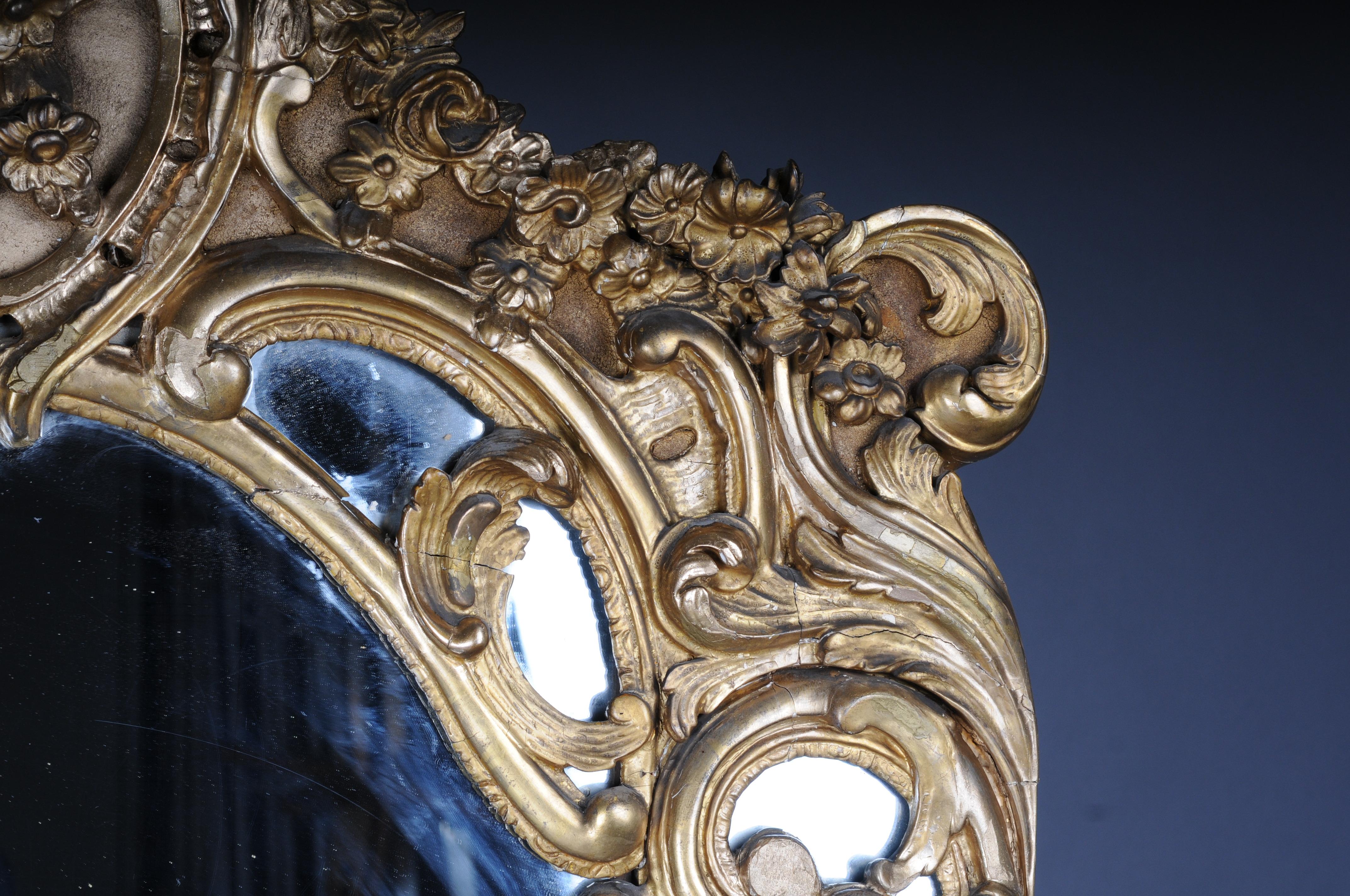 19th Century Monumental antique wall mirror, Napoleon III, Paris, gold For Sale