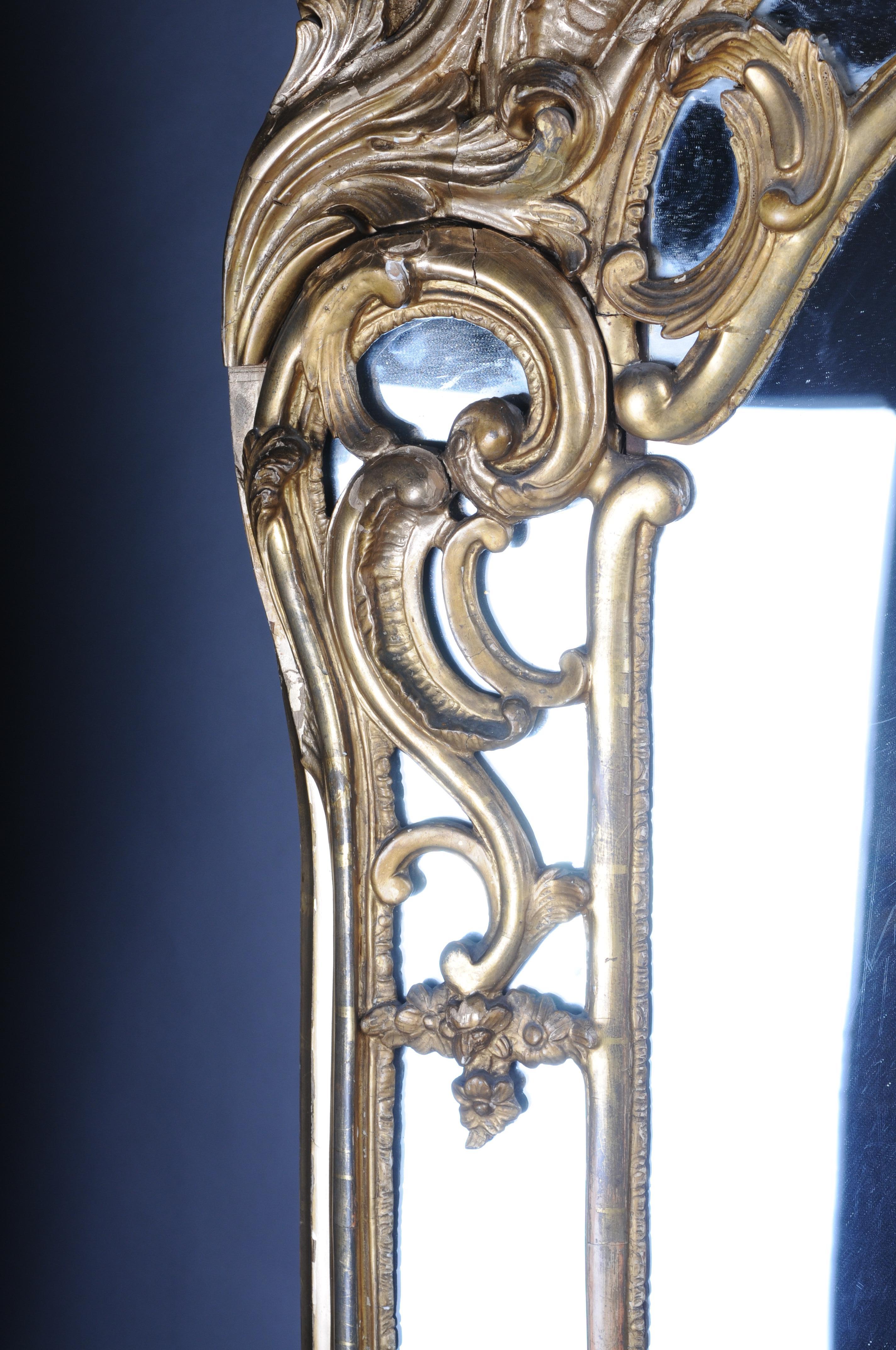 Mirror Monumental antique wall mirror, Napoleon III, Paris, gold For Sale