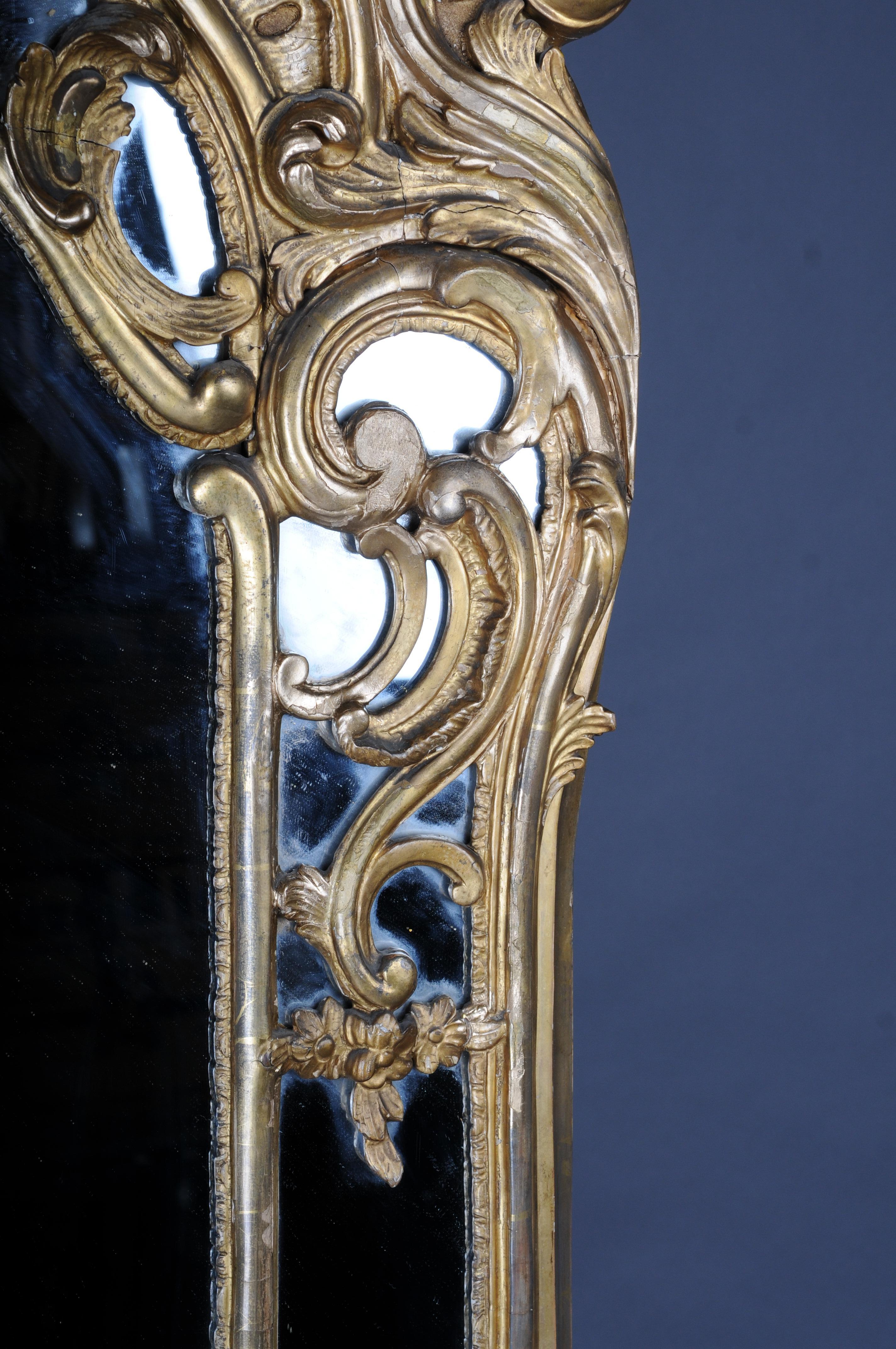 Monumental antique wall mirror, Napoleon III, Paris, gold For Sale 1