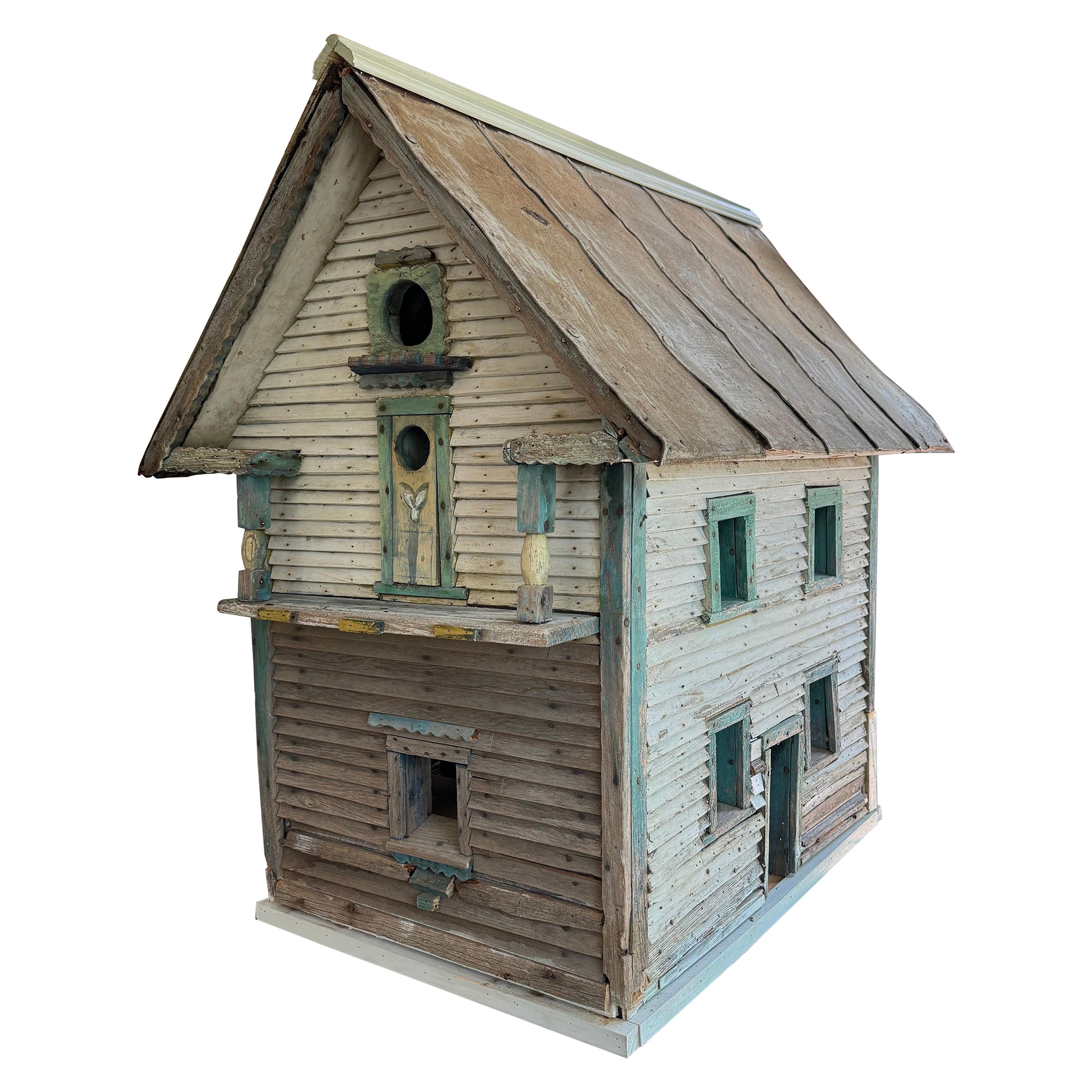 Monumental Antique Wooden Birdhouse with Gingerbread Trim