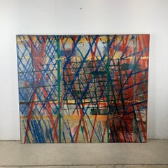 Monumental Architectural Abstract Painting, 70 x 59 Inches