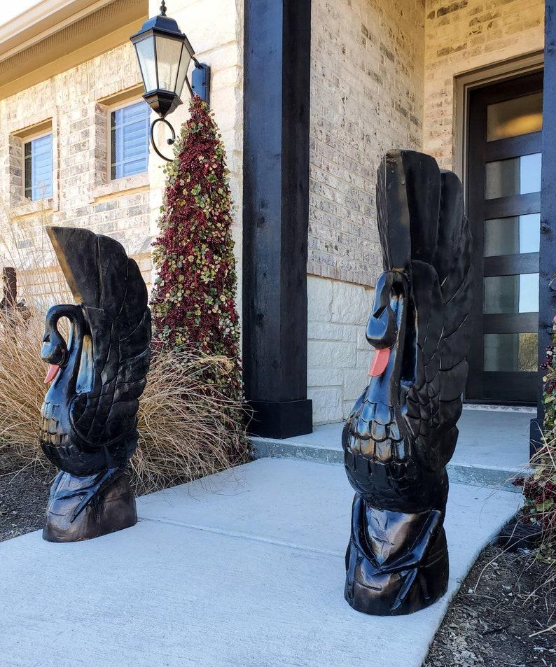 20th Century Monumental Architectural Black Swan Sculpture Pair