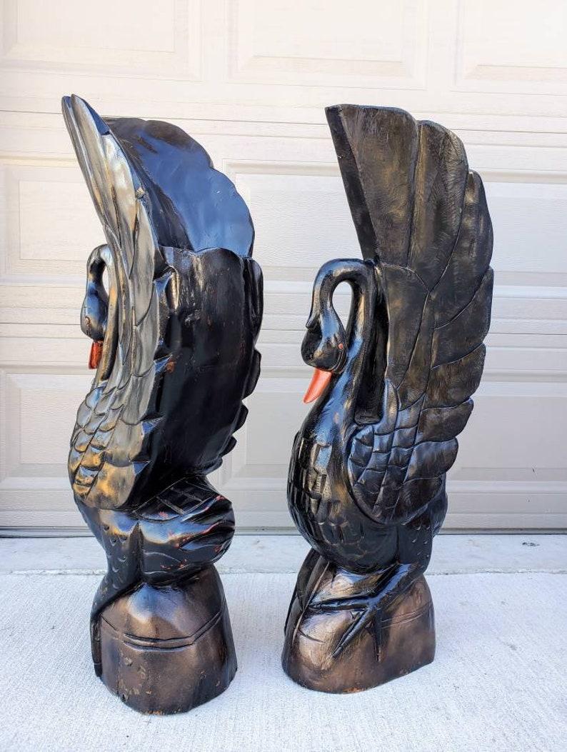 Monumental Architectural Black Swan Sculpture Pair 1