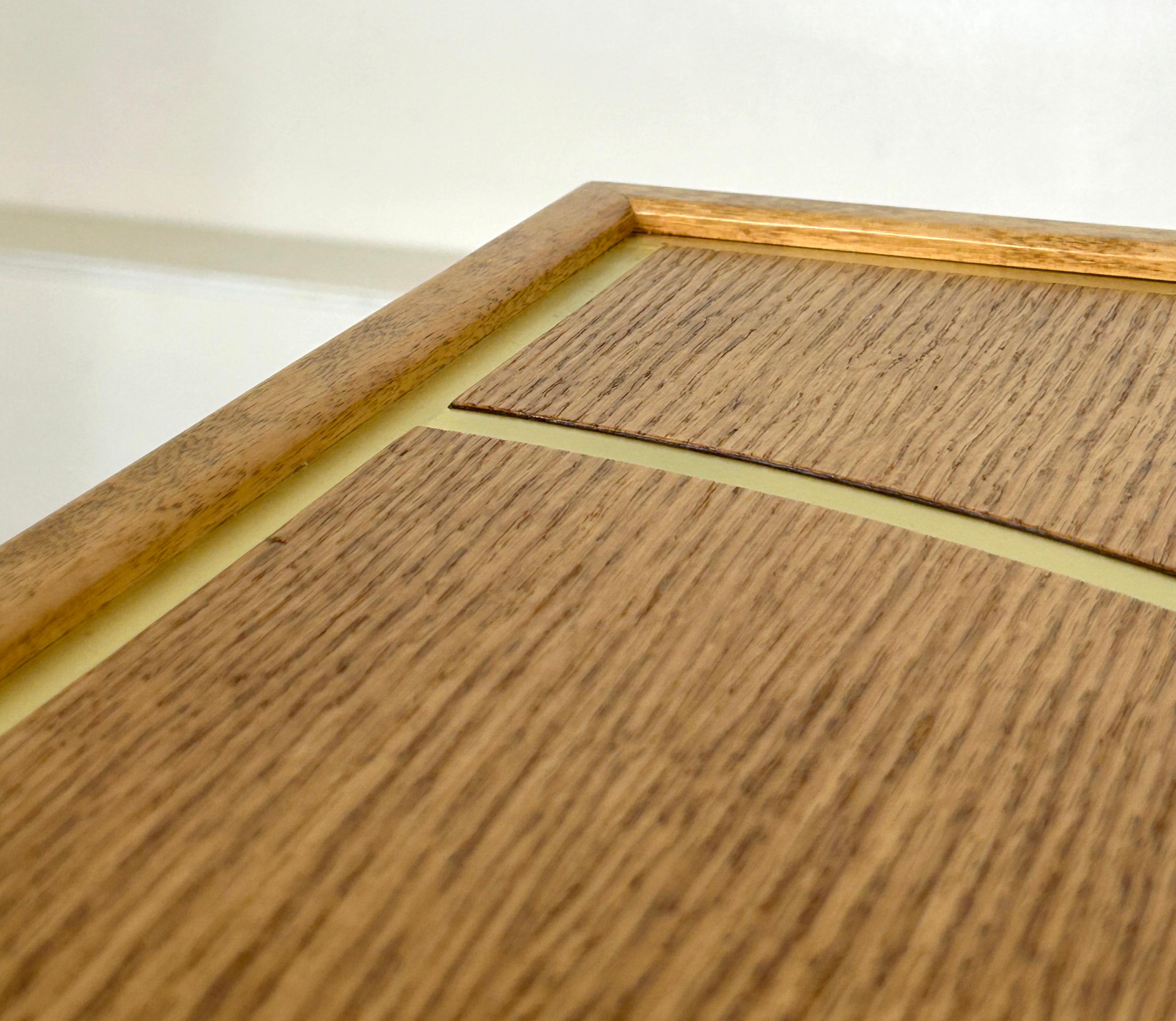 Contemporary Monumental Architectural brass and Red Oak cocktail table For Sale