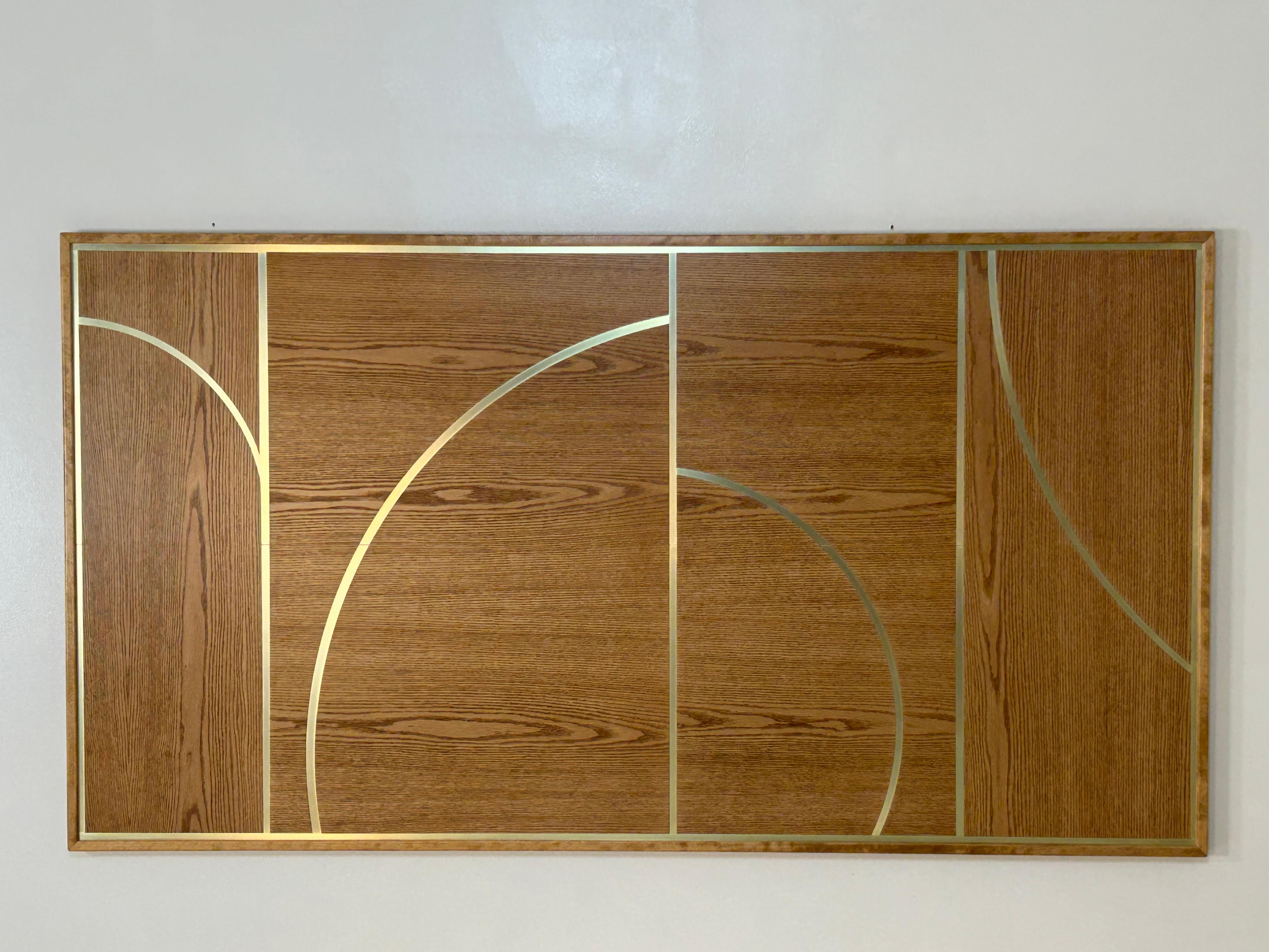 Monumental Architectural brass and Red Oak cocktail table For Sale 1