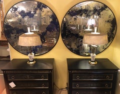 Monumental Art Deco Black & Silver Distressed Wall Console Mirrors or Table Tops