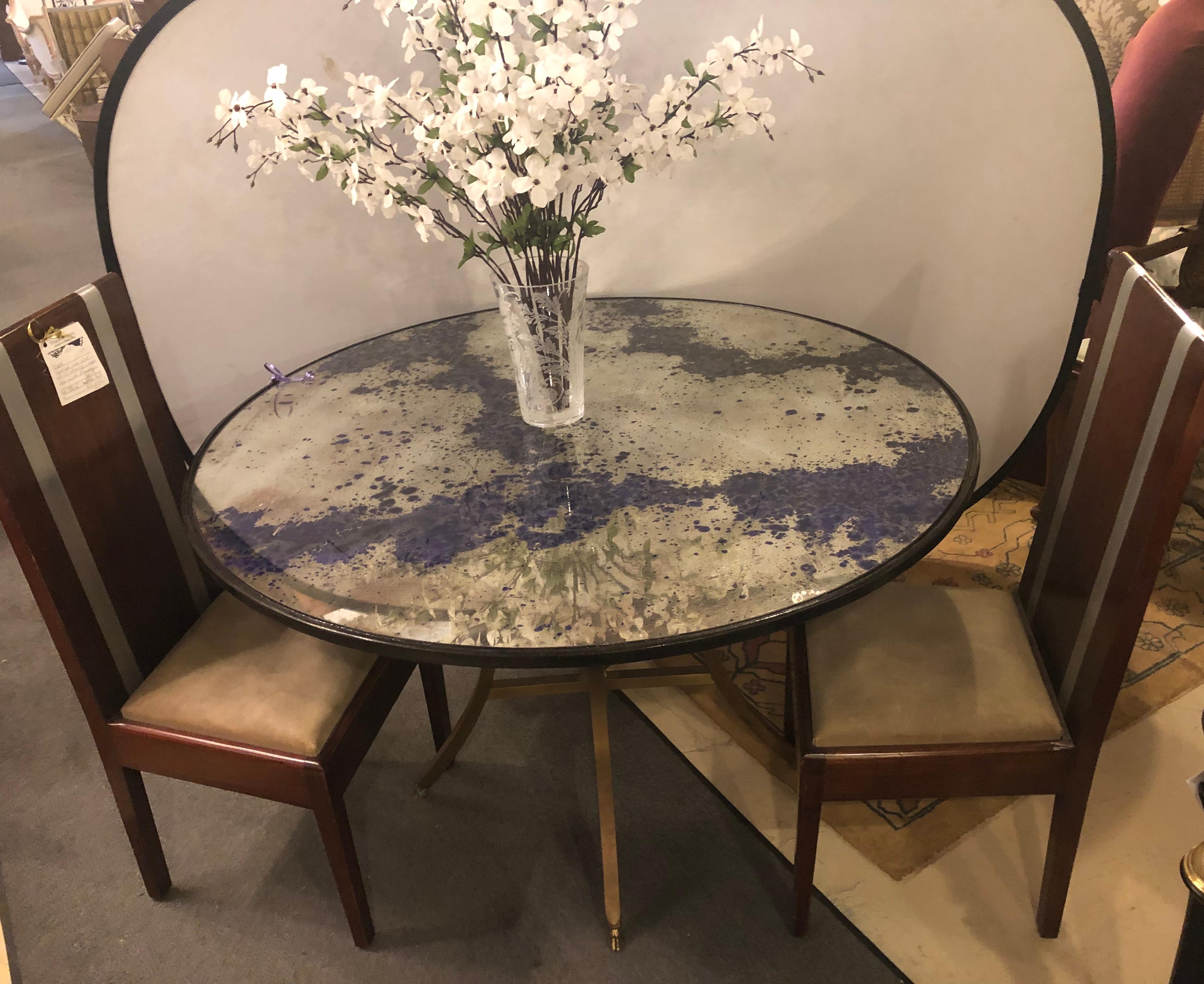 Monumental Art Deco Black & Silver Distressed Wall Console Mirrors or Table Tops In Good Condition In Stamford, CT
