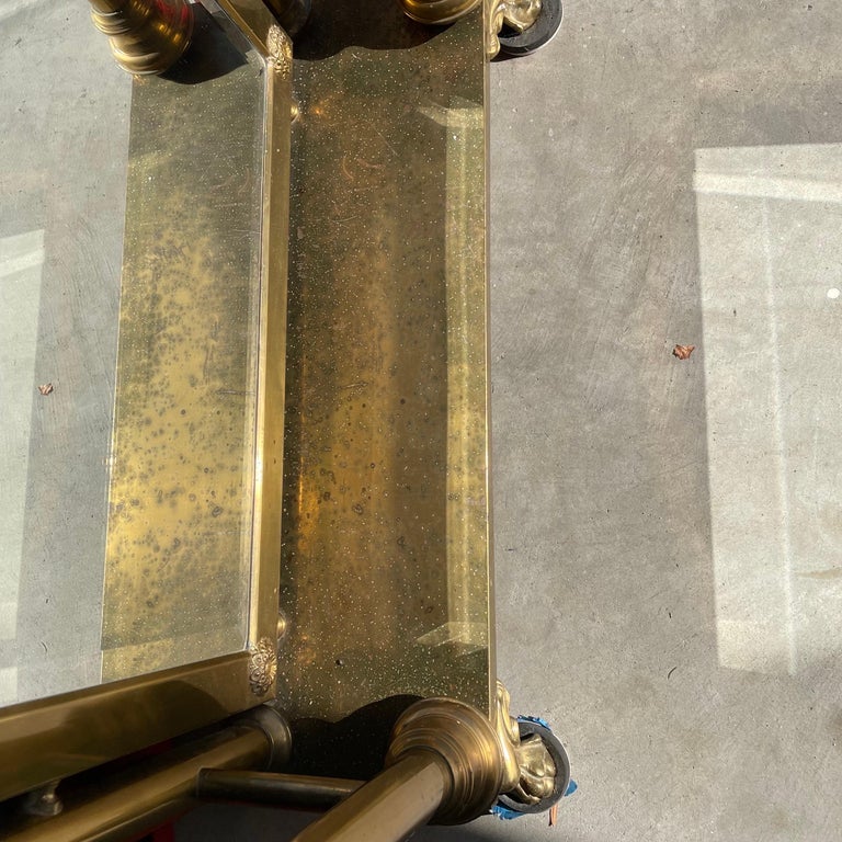 Monumental Art Deco Brass Free Standing Beveled Floor Mirror For Sale at 1stDibs art deco