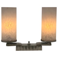 Lampada da tavolo o da scrivania in ottone e vetro in stile Art Déco, Francia, anni '20