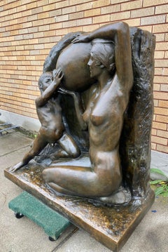 Monumental Art Deco Bronze Wall Fountain / Sculpture by Janet Scudder