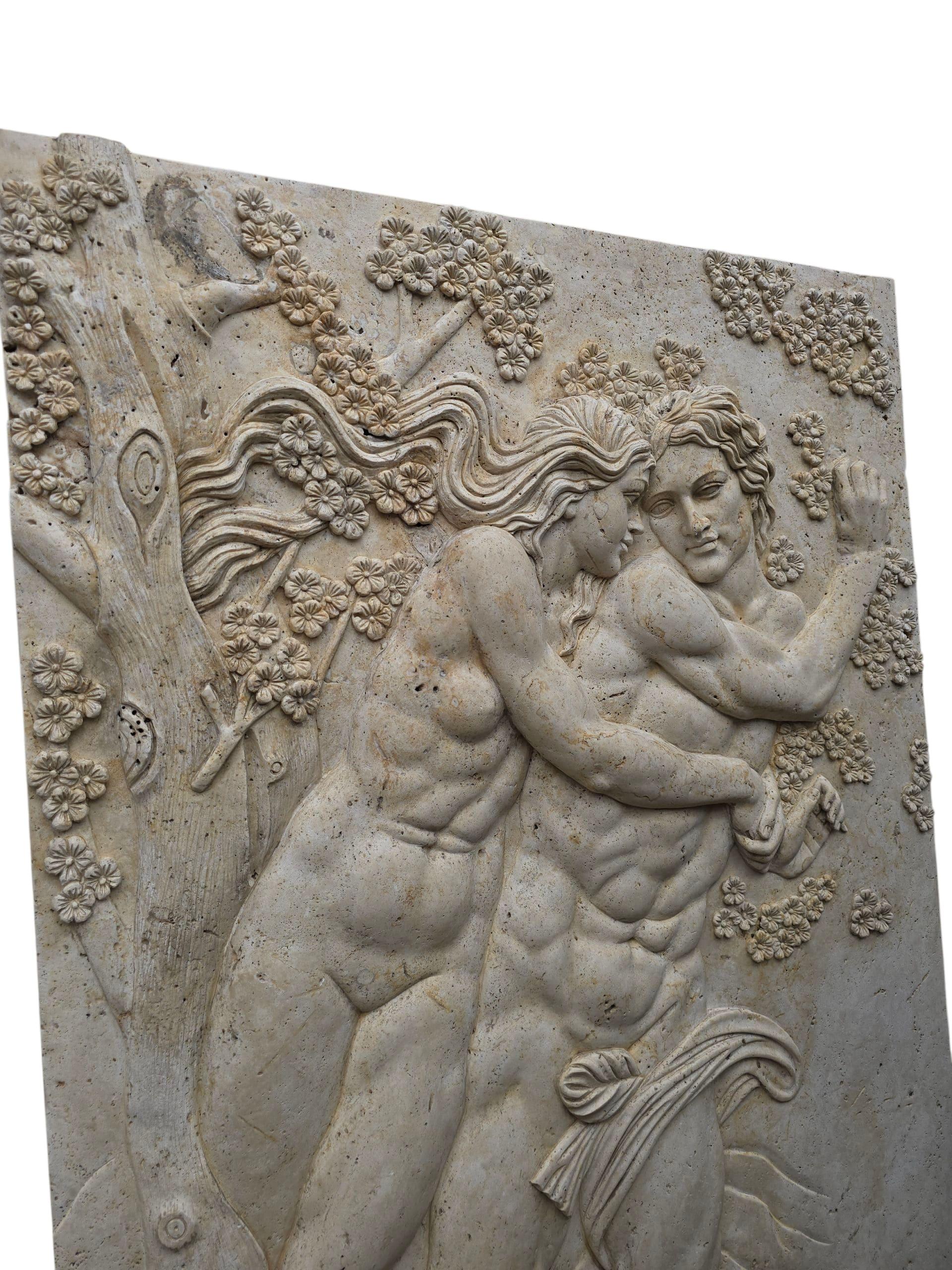 Fin du 20e siècle Panneau monumental en relief en marbre sculpté Art Deco, 20e siècle 190 cm en vente