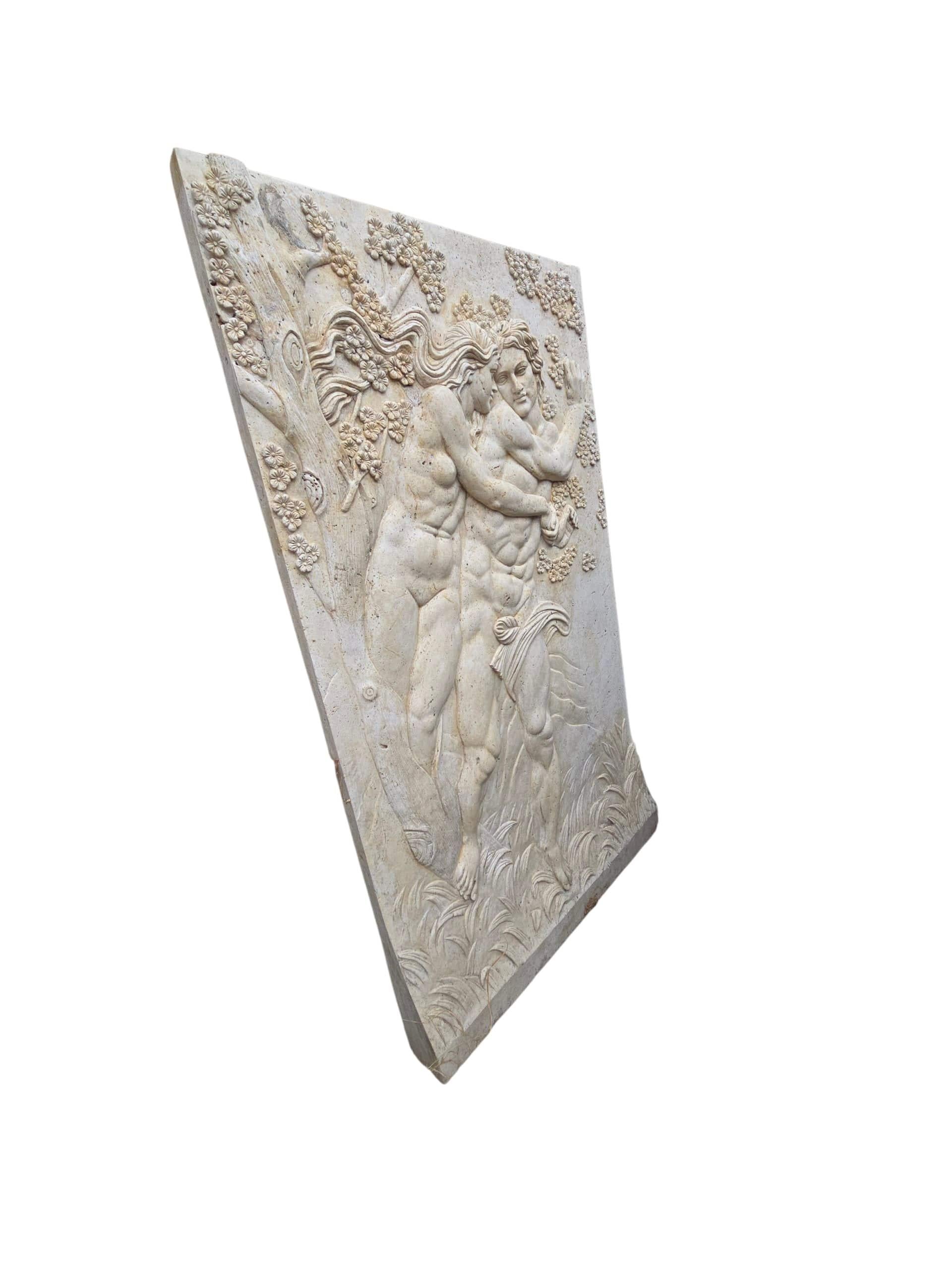 Panneau monumental en relief en marbre sculpté Art Deco, 20e siècle 190 cm en vente 1