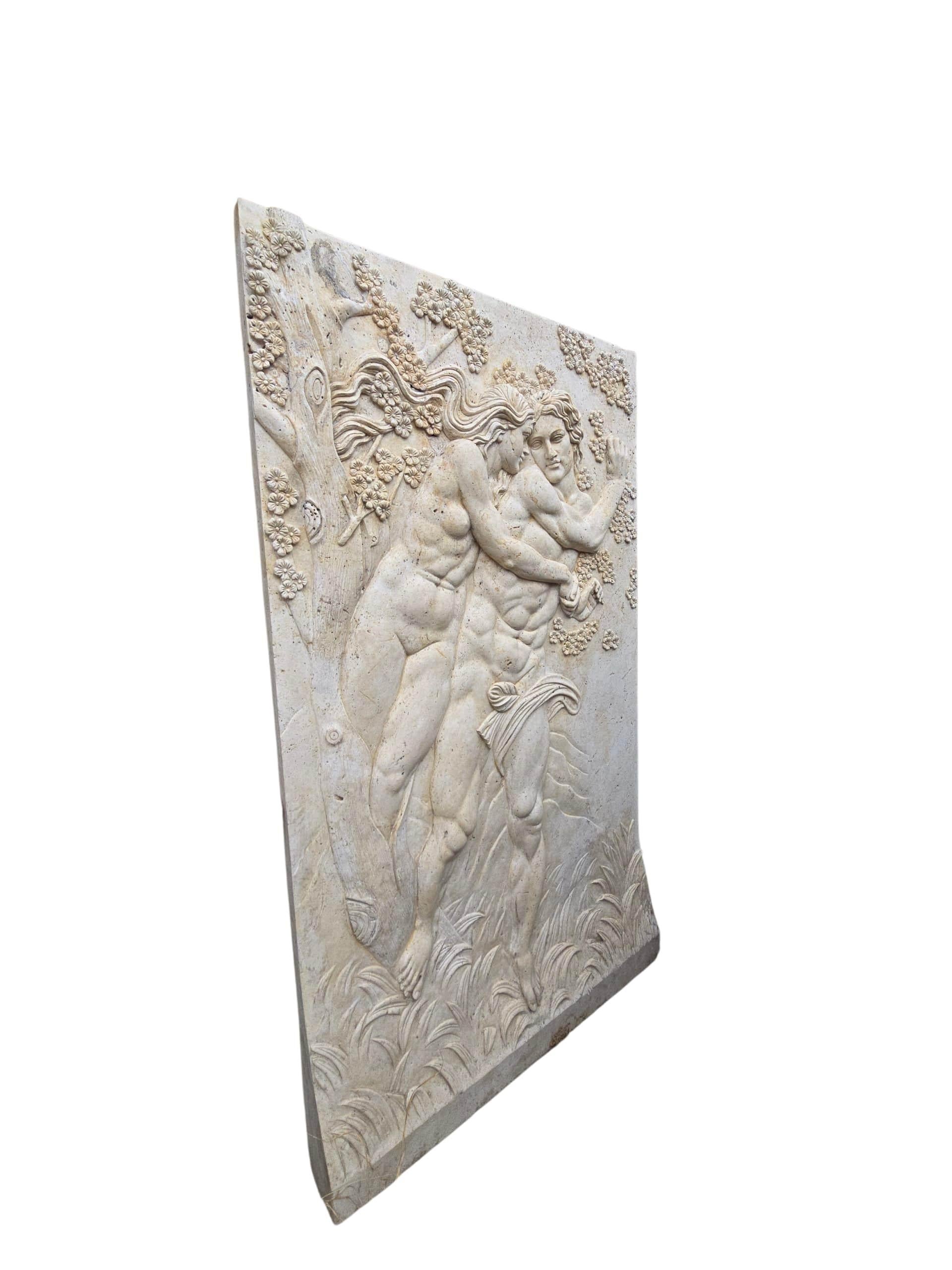 Panneau monumental en relief en marbre sculpté Art Deco, 20e siècle 190 cm en vente 2