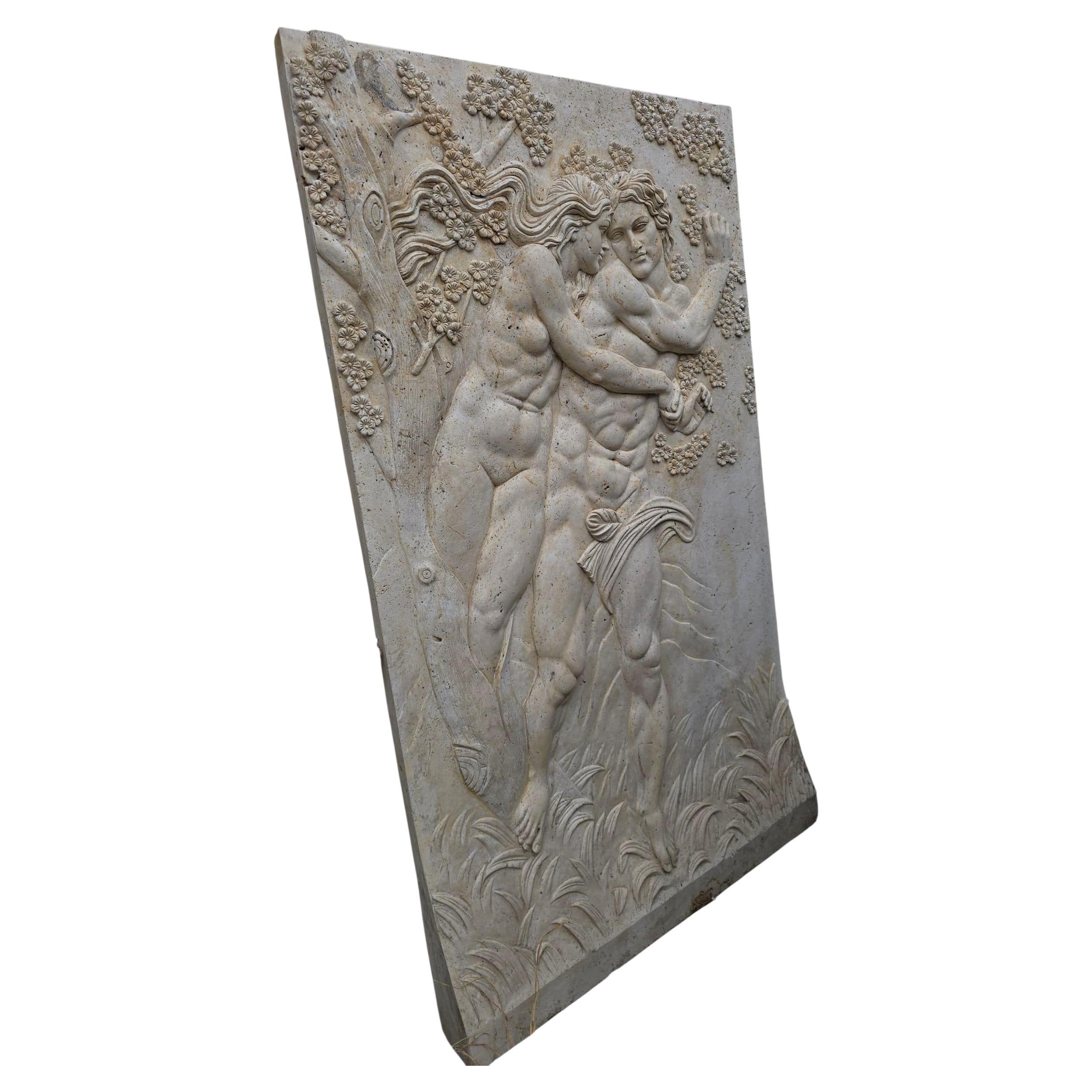 Panneau monumental en relief en marbre sculpté Art Deco, 20e siècle 190 cm en vente
