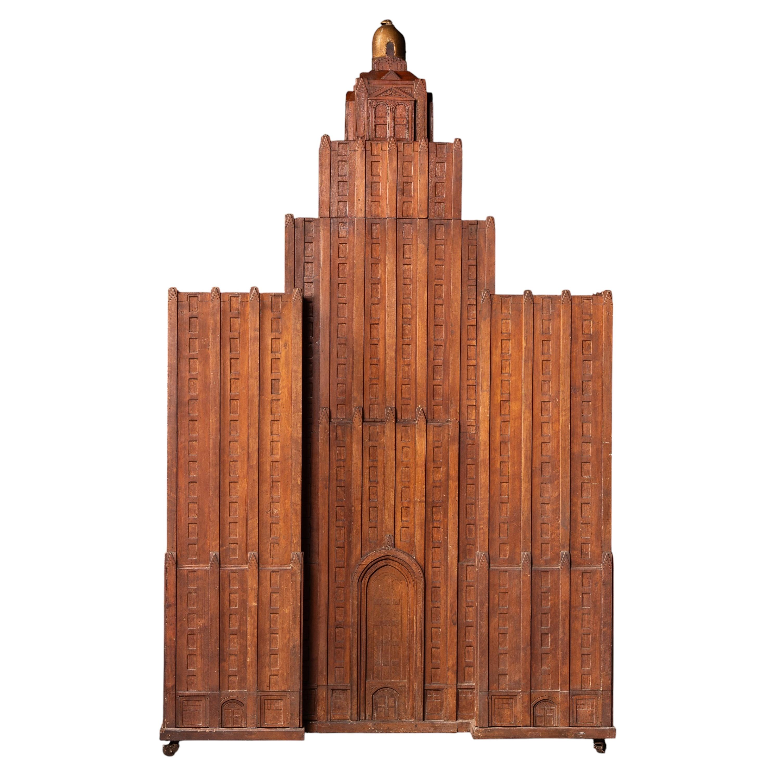 Monumental Art Deco Cathedral Form Secretary Desk For Sale