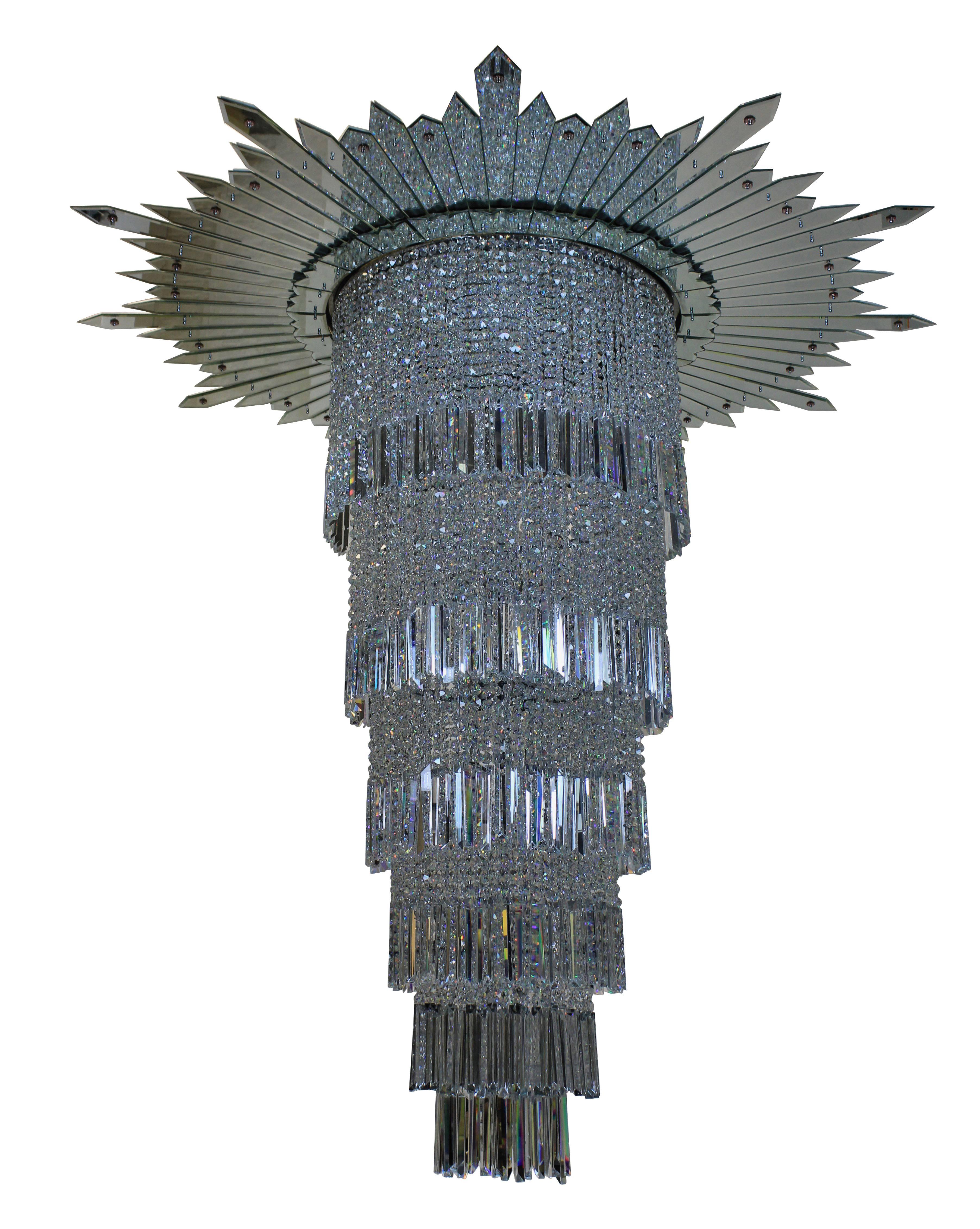 The Aldelphi building chandelier was designed in 1931 for the Adelphi hotel on the strand, London, completed in 1938. The hotel was built on the site of Robert Adams famous Adelphi building. This chandelier was the main light fitting in the entire