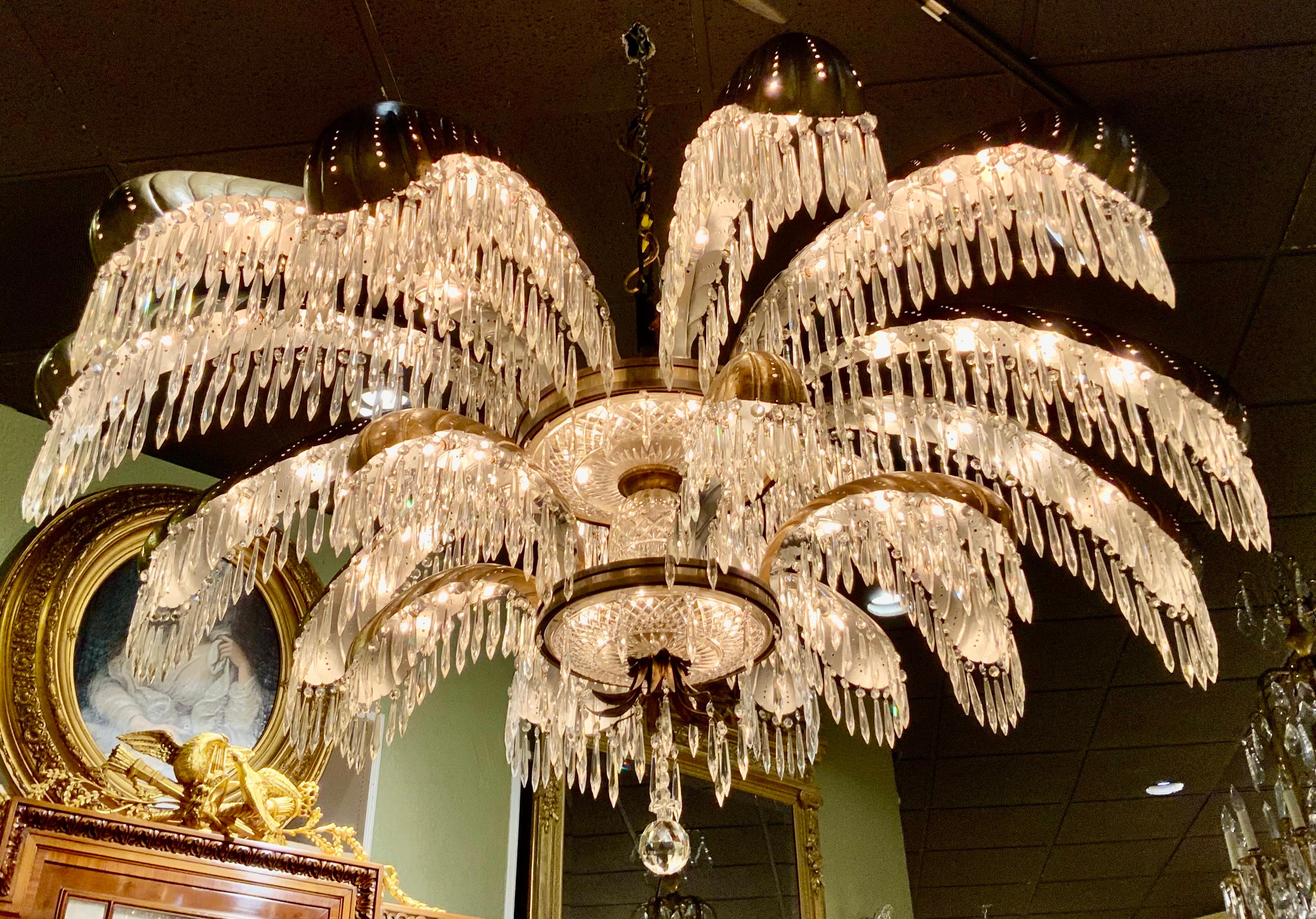 French Monumental Art Deco Chandelier with 84 Lights and 800 Crystals