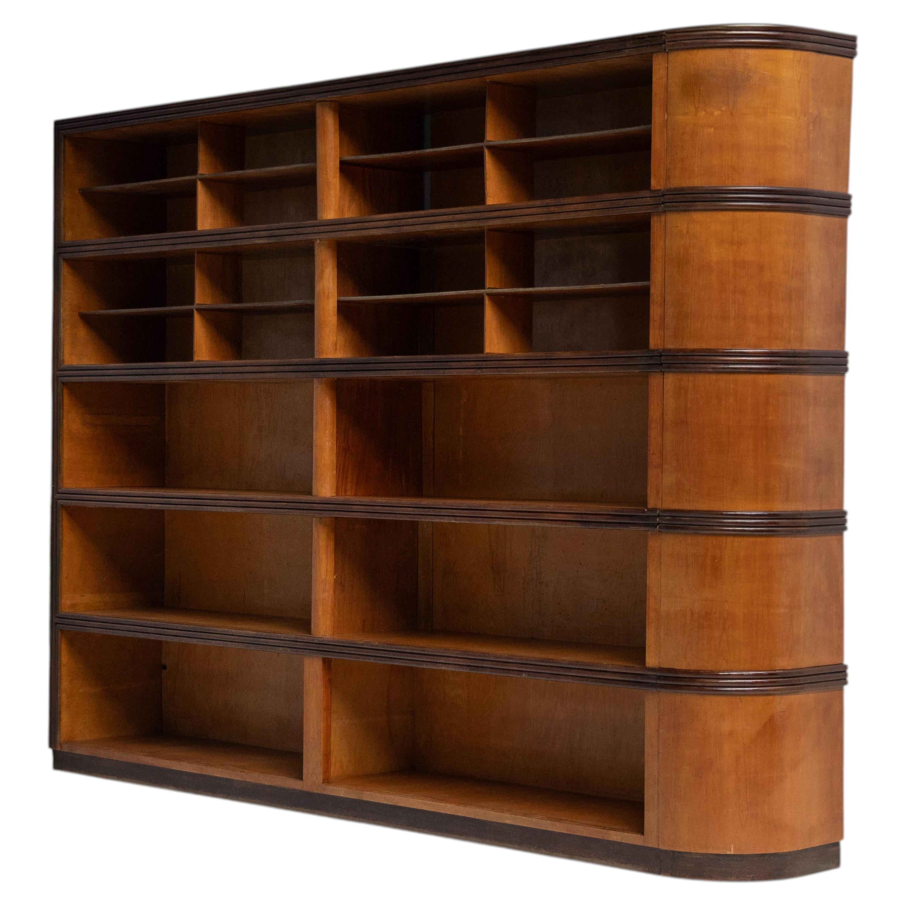 Monumental Art Deco Display Corner Cabinet, Italy, Mid-20th Century