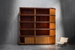 Monumental Art Deco Display Corner Cabinet with Drawers, Italy, Mid-20th Century