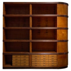 Monumental Art Deco Display Corner Cabinet with Drawers, Italy, Mid-20th Century
