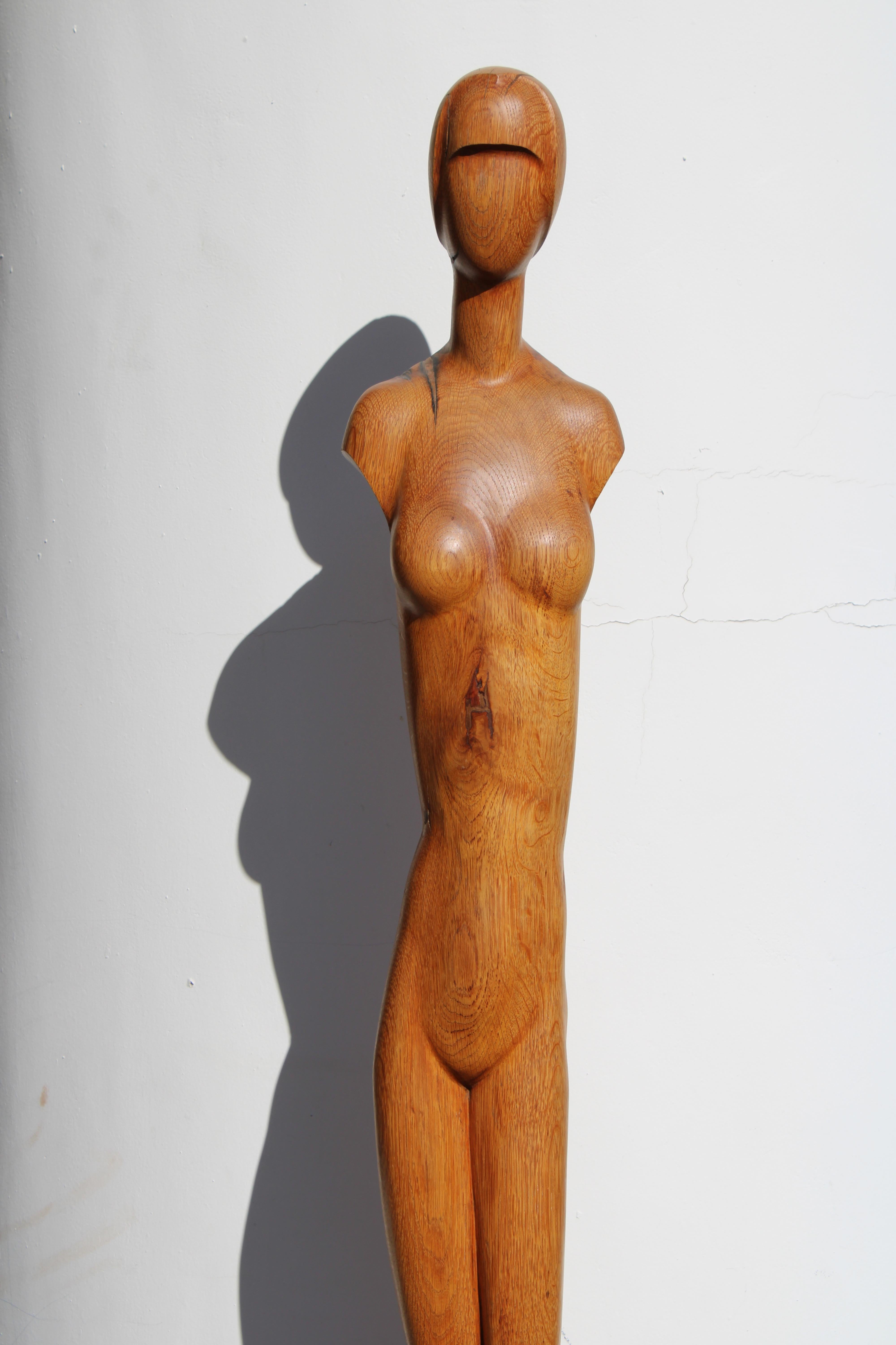 Six Foot Art Deco Figurative Woman Sculpture In Good Condition For Sale In Palm Springs, CA