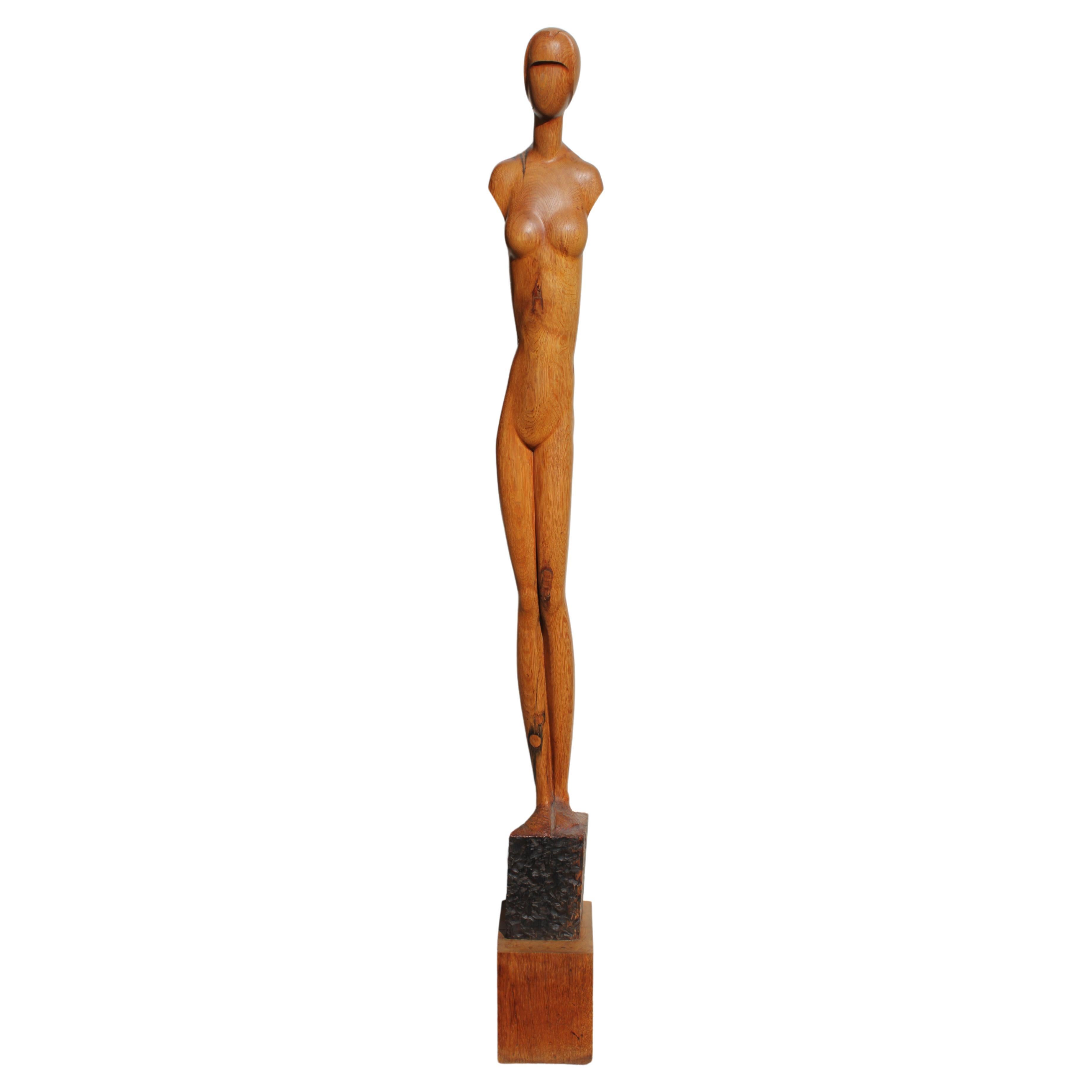 Six Foot Art Deco Figurative Woman Sculpture For Sale