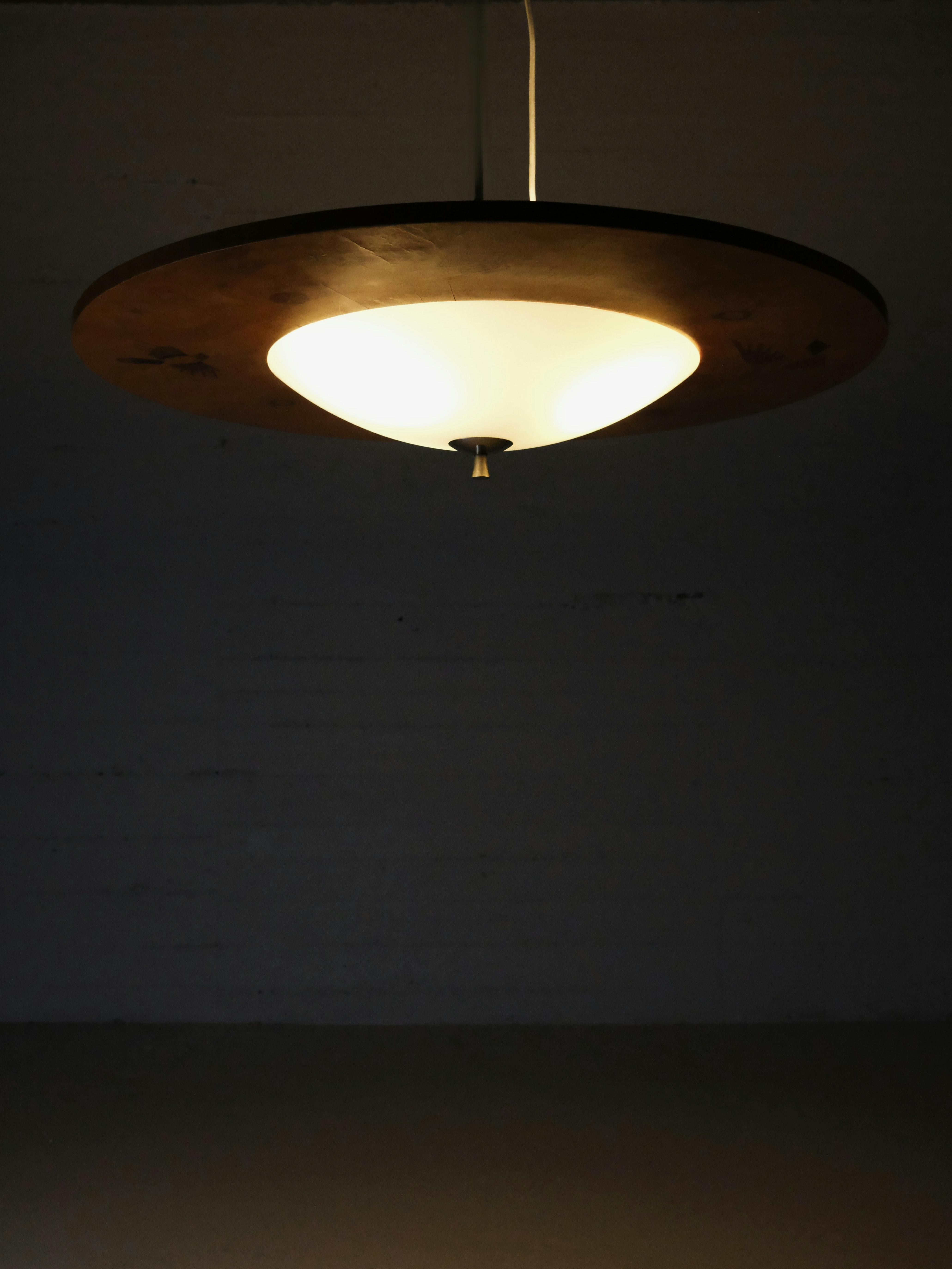 Monumental Art Deco flush mount ceiling lamp by Birger Ekman, Sweden, 1930s For Sale 3