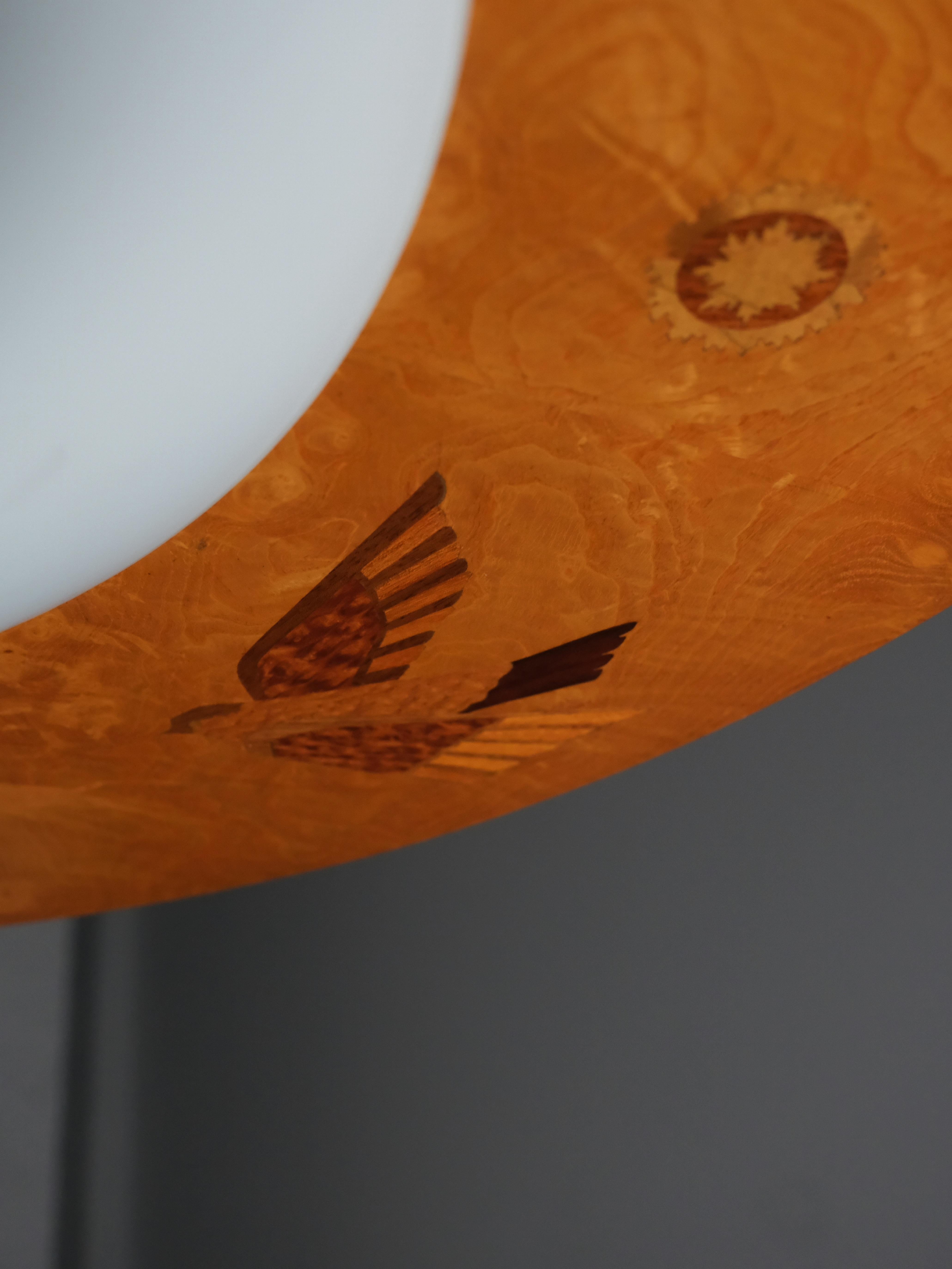 20th Century Monumental Art Deco flush mount ceiling lamp by Birger Ekman, Sweden, 1930s For Sale