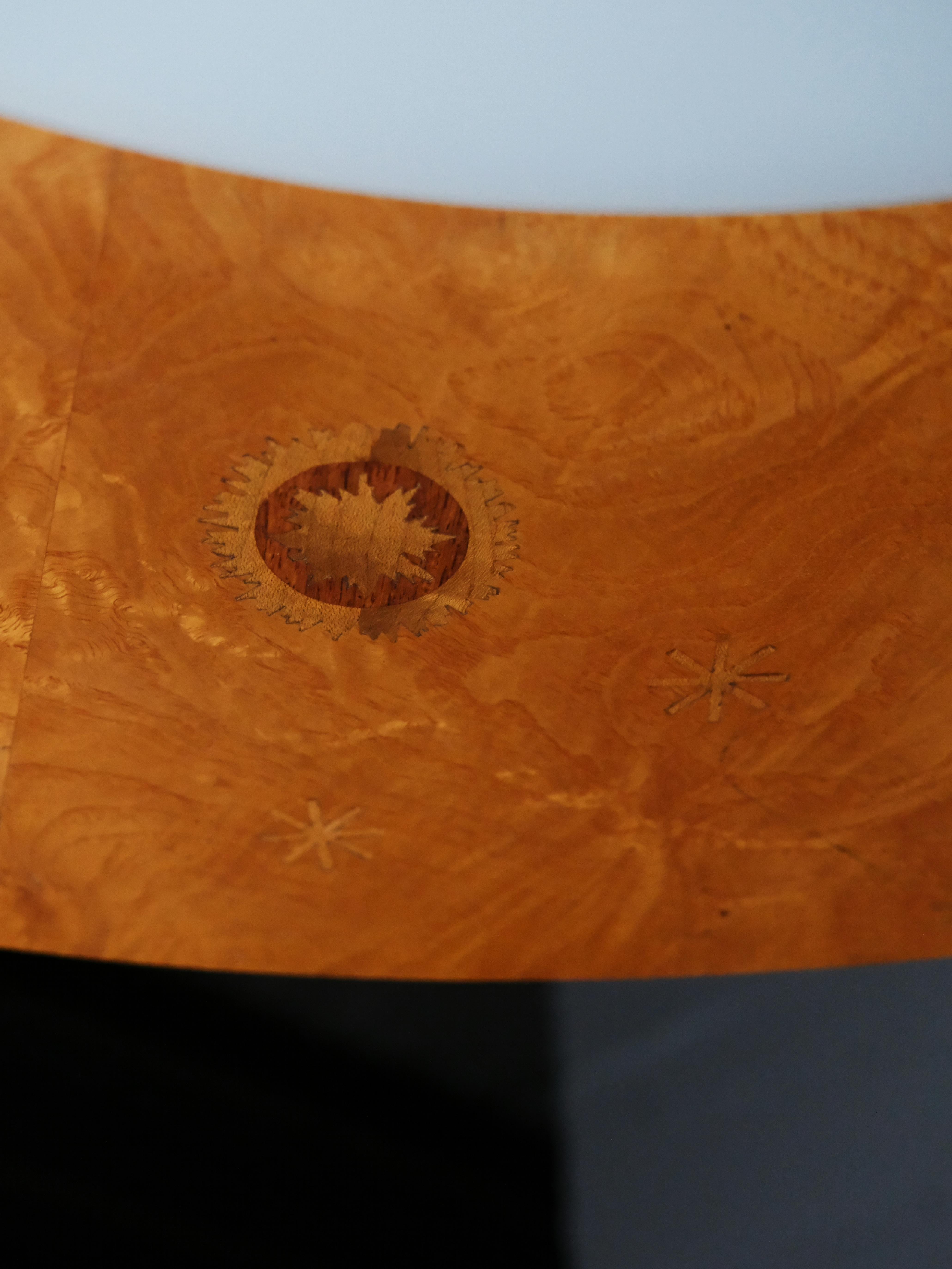 Mahogany Monumental Art Deco flush mount ceiling lamp by Birger Ekman, Sweden, 1930s For Sale