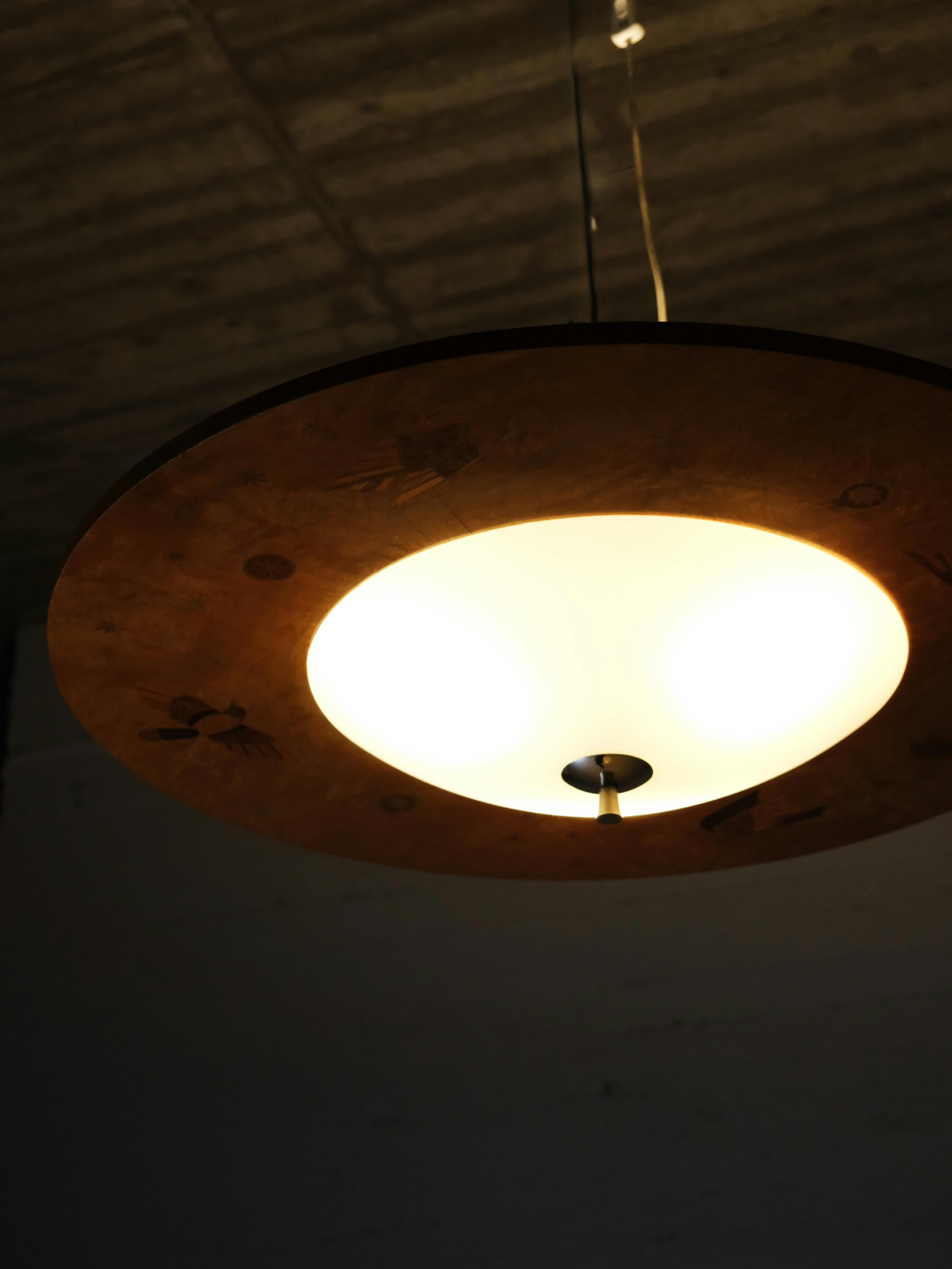 Monumental Art Deco flush mount ceiling lamp by Birger Ekman, Sweden, 1930s For Sale 2