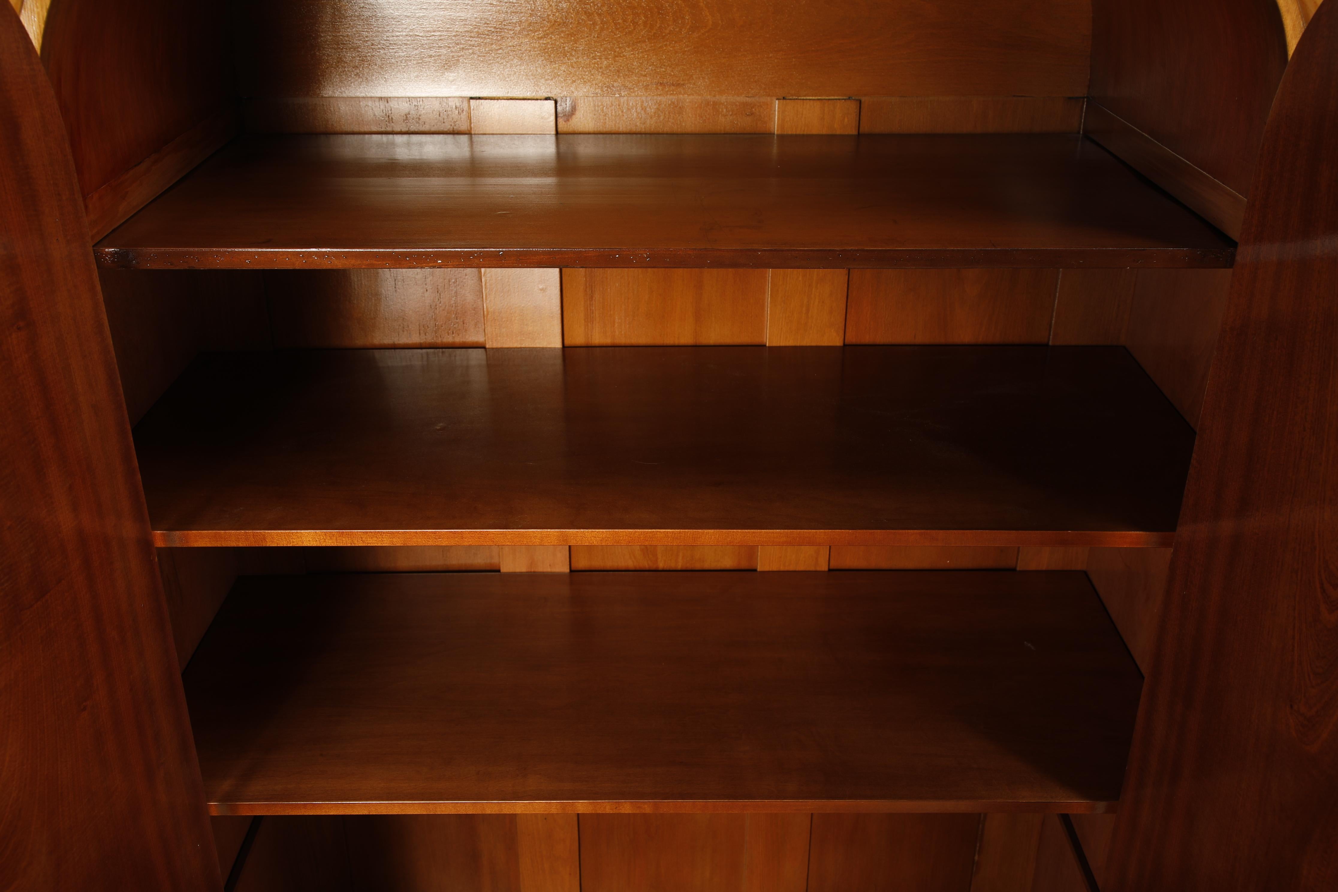 Monumental Art Deco Hollywood Regency Armoire in Blonde Quilted Wood, c 1930s For Sale 9