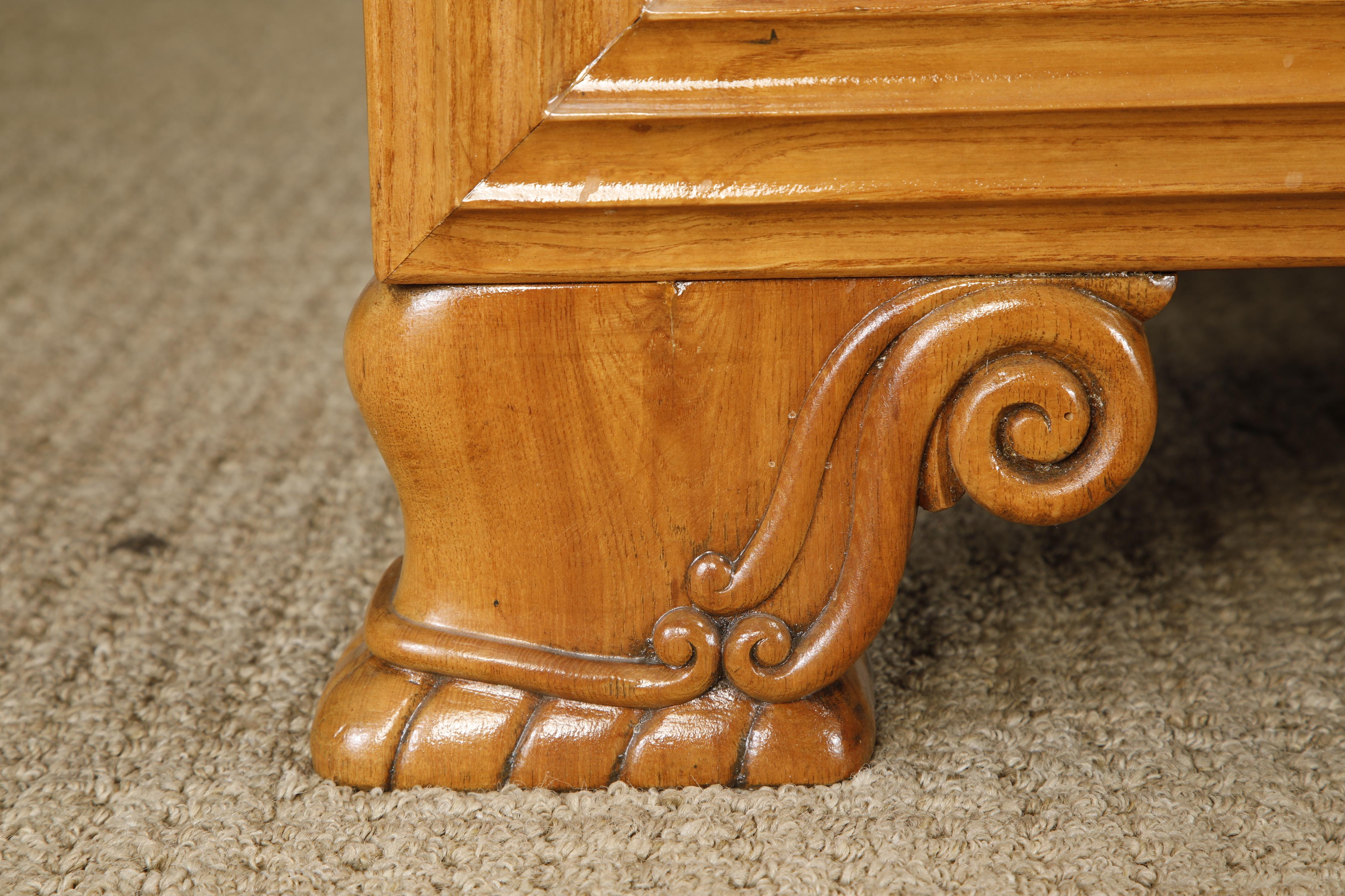 Mid-20th Century Monumental Art Deco Hollywood Regency Armoire in Blonde Quilted Wood, c 1930s For Sale