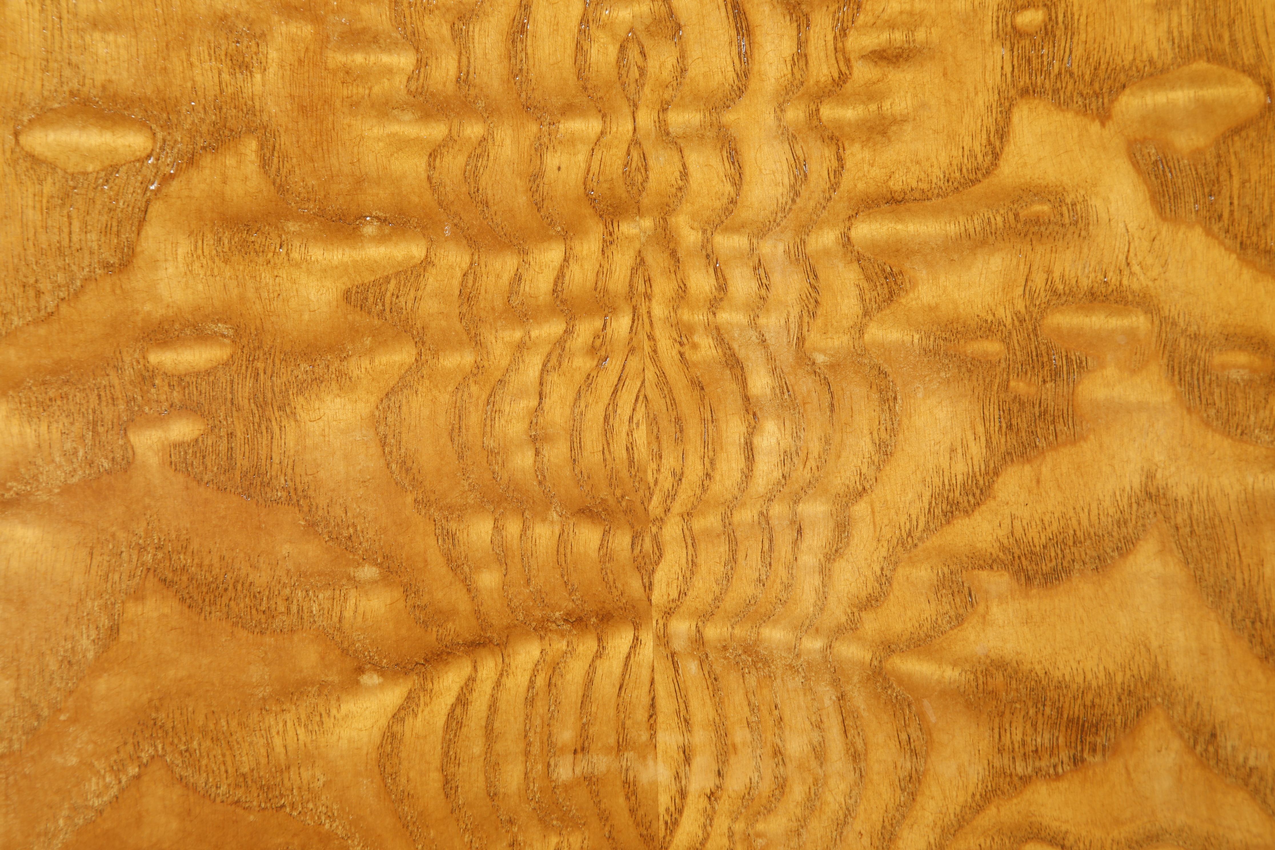 Monumental Art Deco Hollywood Regency Armoire in Blonde Quilted Wood, c 1930s For Sale 3